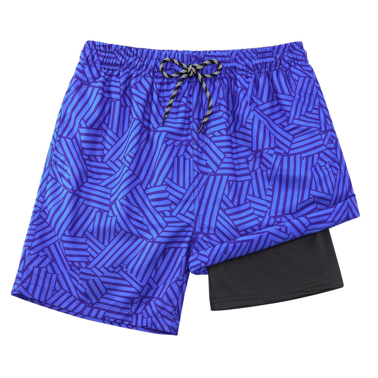 Fanient Badeshorts Jungen Badehose Kinder Kompression Liner Badeshorts Schnelltrocknend Schwimmhose mit Boxershorts Liner 8-18 Jahre