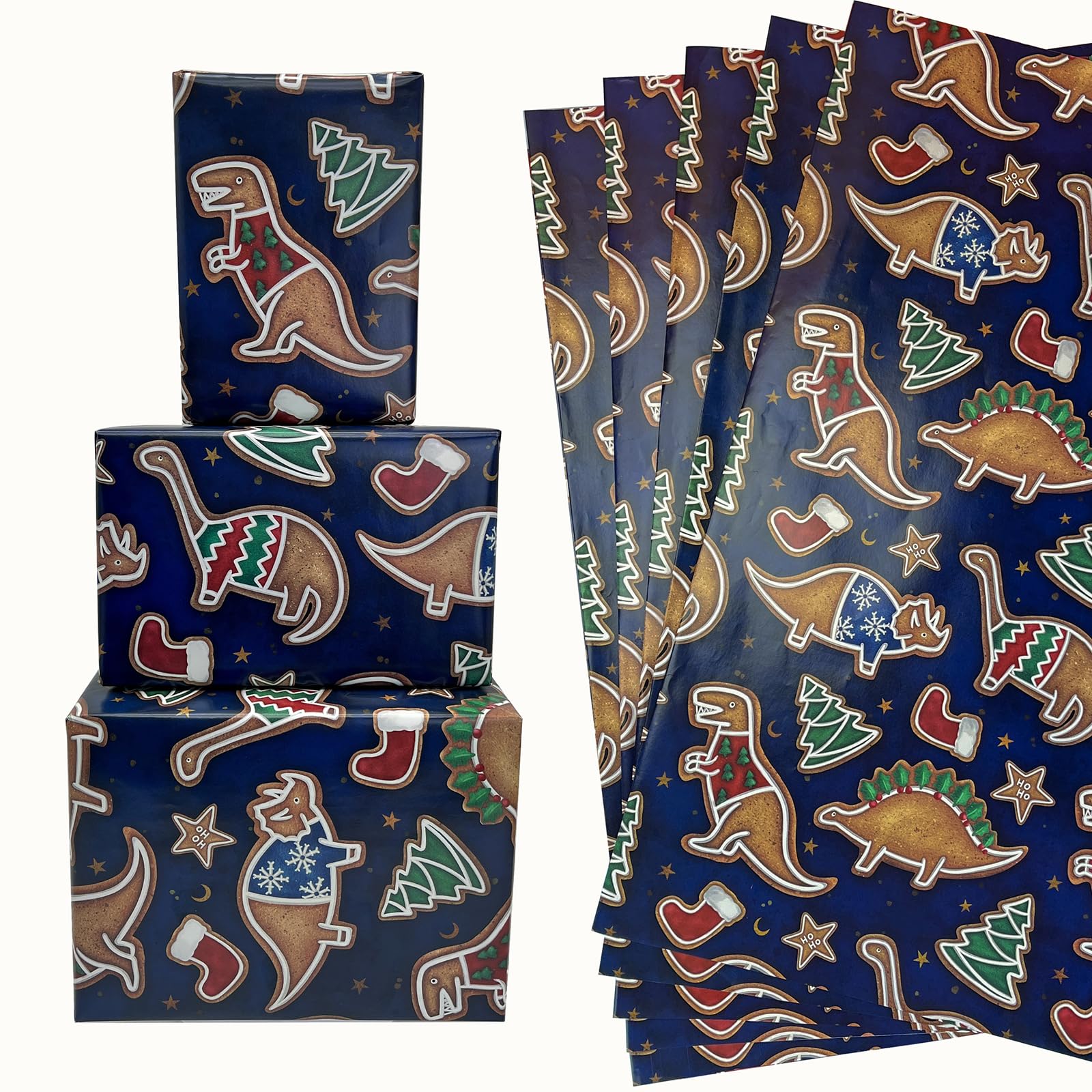 Dtiafu Dinosaur Christmas Wrapping Paper For Boys Girls