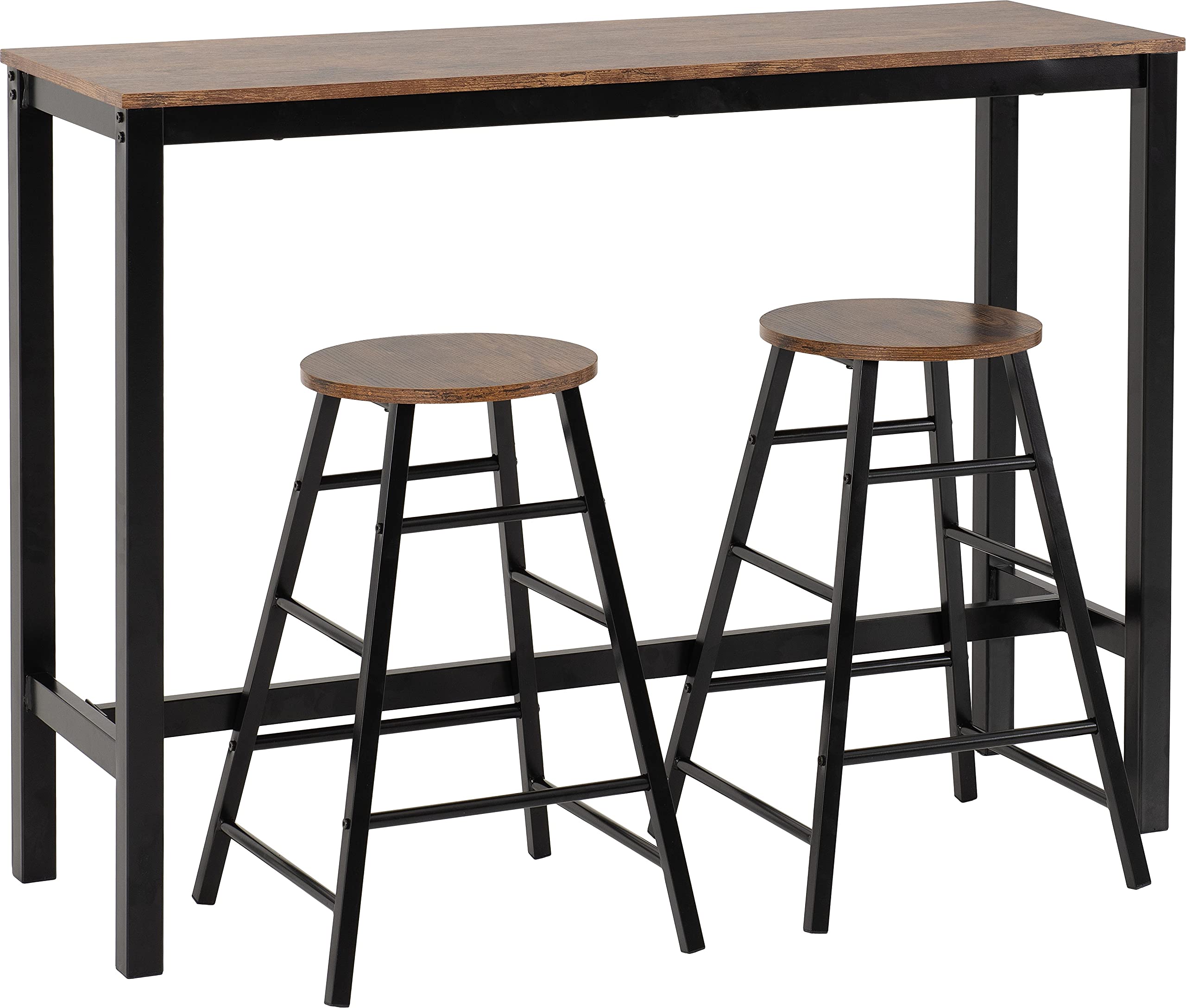 Seconique Athens Breakfast Bar Set - Acacia Effect Brown - MDF, 120cm Width