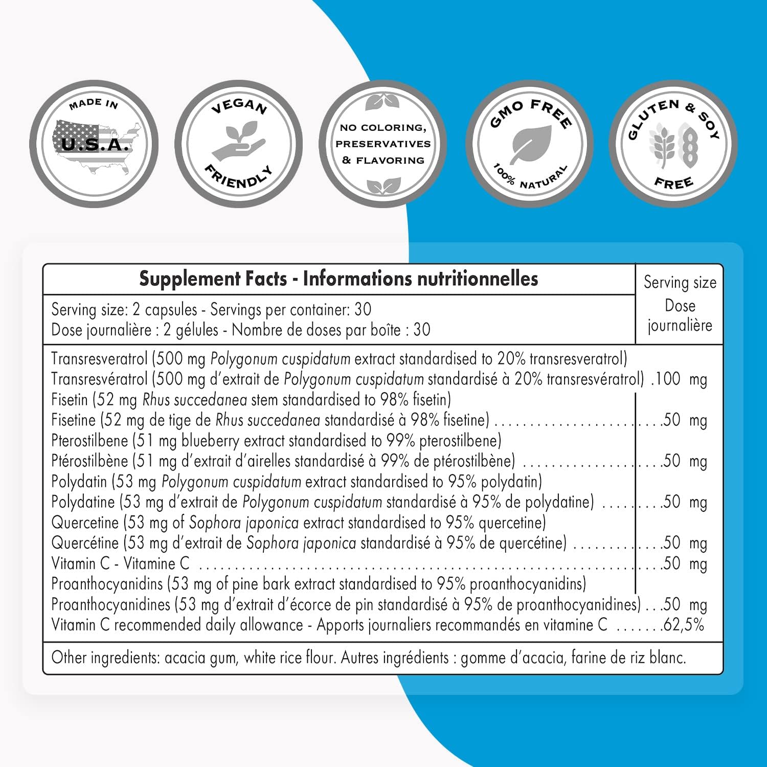 Resveratrol Synergy, Powerful Natural Antioxidants (Fisetin, Pterostilbene, Quercetin, Polydatin, Proanthocyanidins) - Image 4