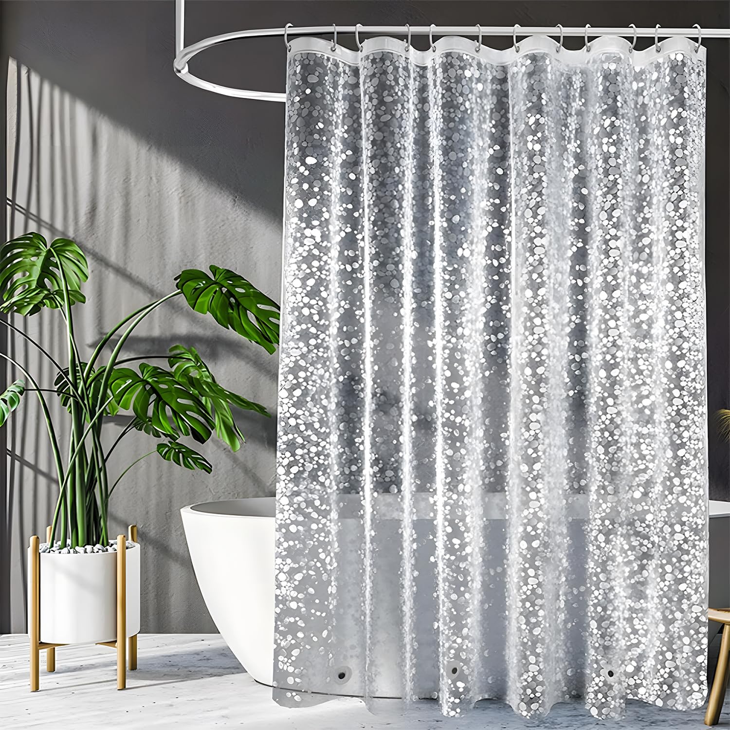 Joyzzz Clear Shower Curtain Liner, 180x180 cm Waterproof Shower Curtain with Hooks and Magnets, Mould Proof Resistant Transparant Shower Curtains Liner, PEVA Shower Liner for Bathtubs Shower Stall