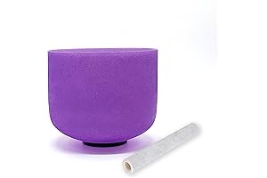 B Note Crown Chakra Purple Colored Quartz Frosted Crystal Singing Bowl 8 inch