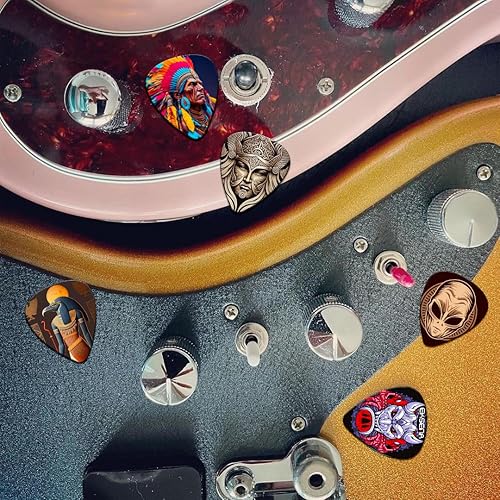 Miniatura 2 de Púas de guitarra, paquete de 24 púas de guitarra de grosor medio, paquete variado de púas para guitarra acústica eléctrica, bajo, ukelele (mixto-11)