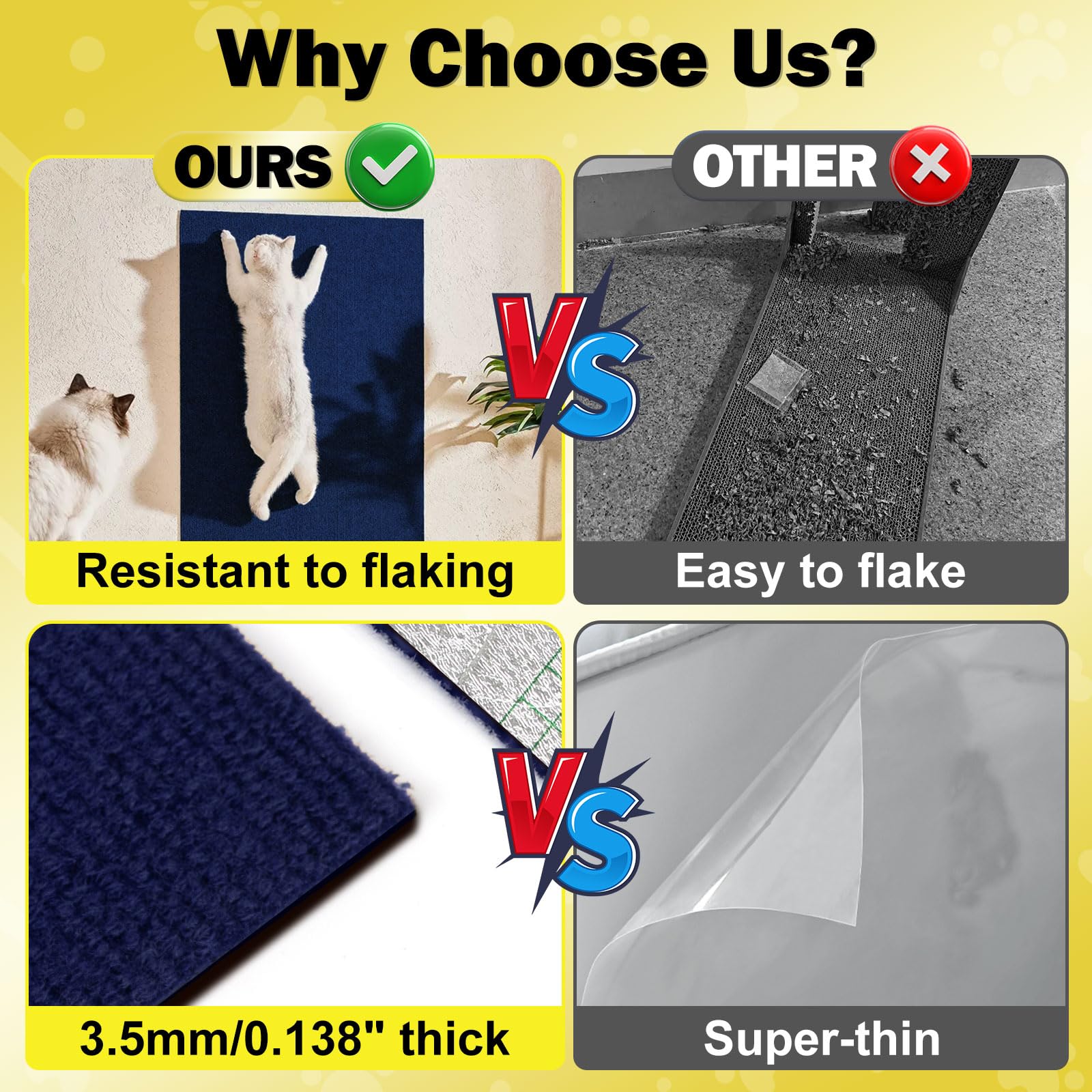 Rascador de Pared para Gatos de 78,7" x 11,8" para Gatos de Interior, Protector de Muebles antiarañazos para Gatos, rascador de Esquina para Pared, Repuesto para estantes de Postes