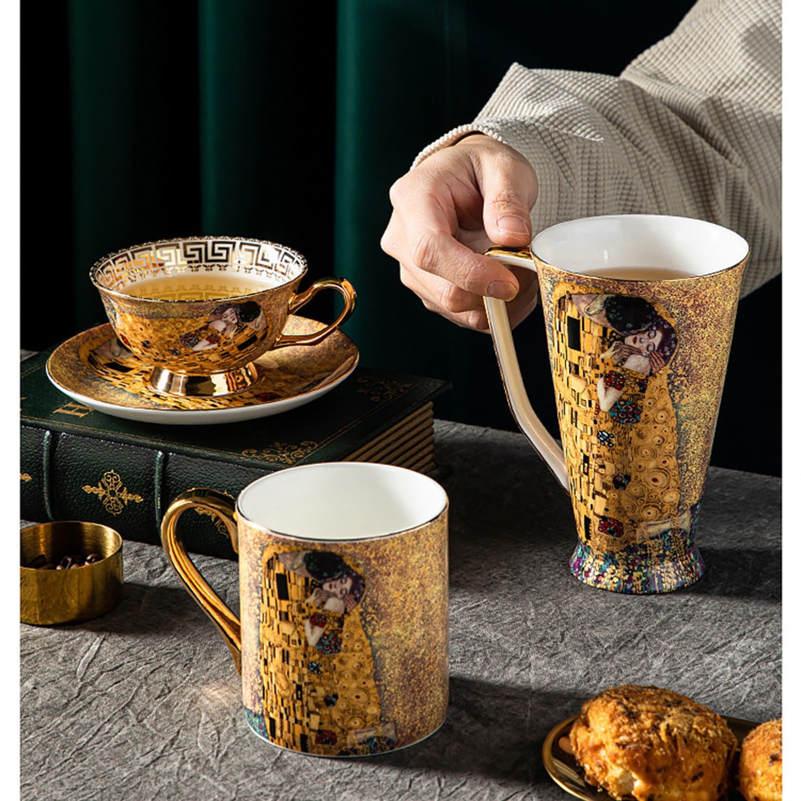 Zestaw spodków z europejskiej porcelany kostnej, ceramiczna filiżanka do herbaty, kawy, popołudniowa herbata, do domu, kuchni, biura, dla kobiet, dorosłych (H-4)