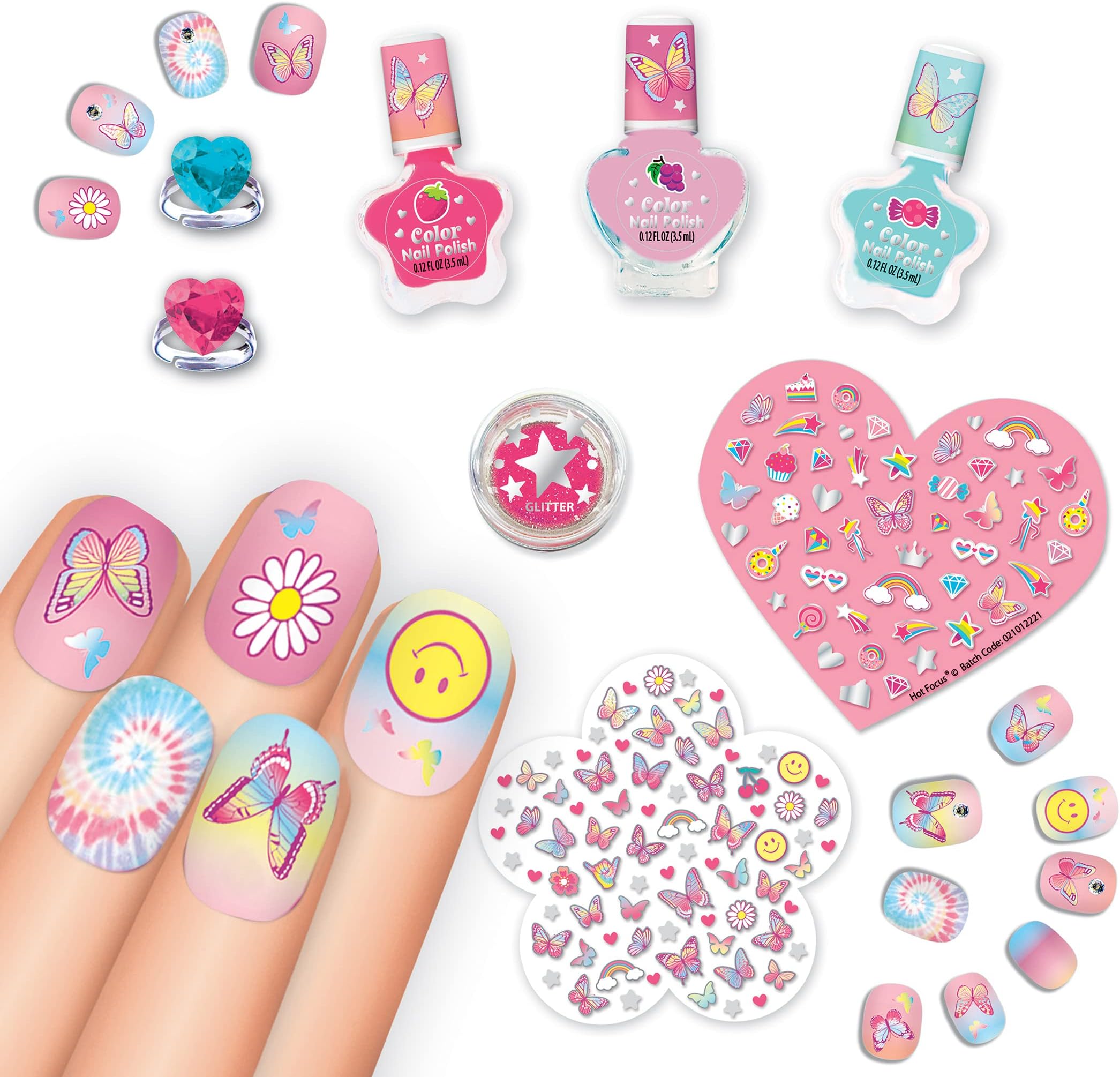 Hot Focus Blitz And Glitz Nail Art Tie Dye Butterfly Set