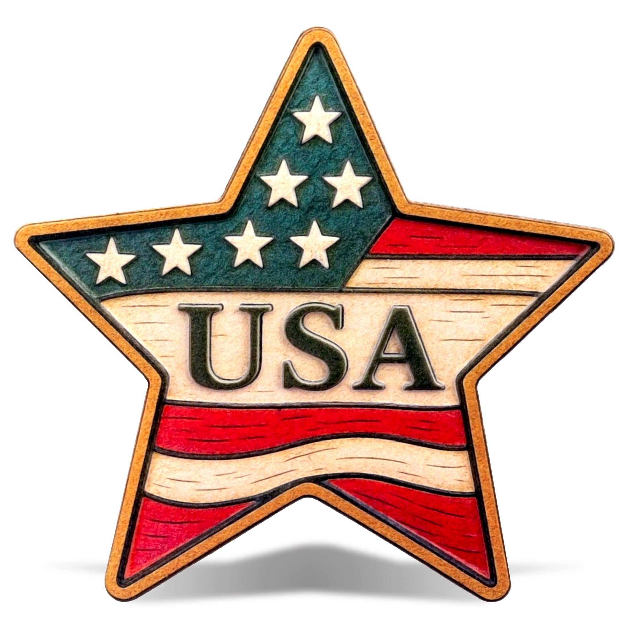 CoTa Global USA Star American Pride Resin Fridge Magnet - 3D UV-Printed American Flag Star Magnet for Refrigerator, Locker, Board, Patriotic Magnetic Decor for Fridge - 3 Inches