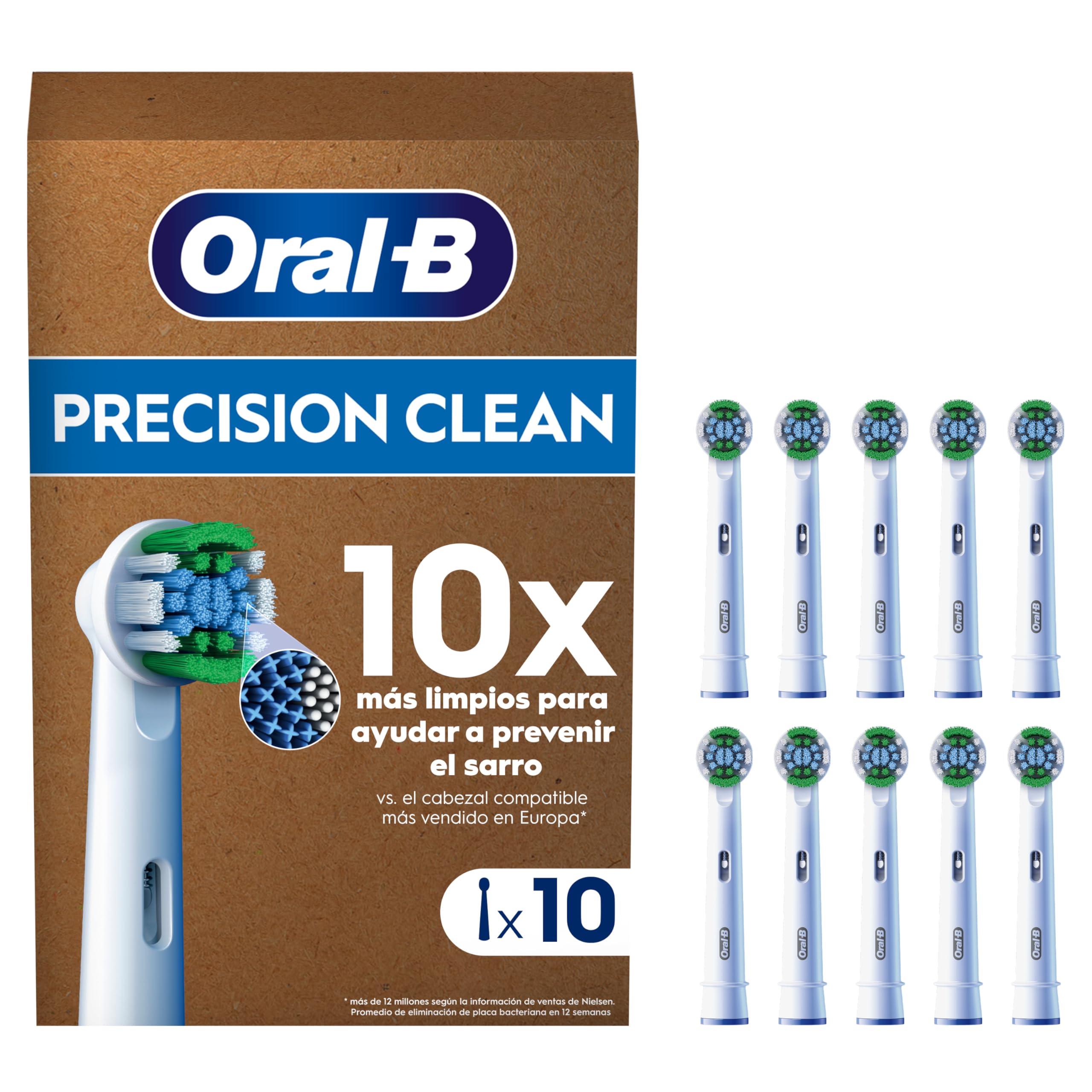Oral-B Pro Precision Clean Recambios para Cepillo de Dientes Eléctrico, Pack de 10 Cabezales, Blanco - Originales (Tamaño Buzón)