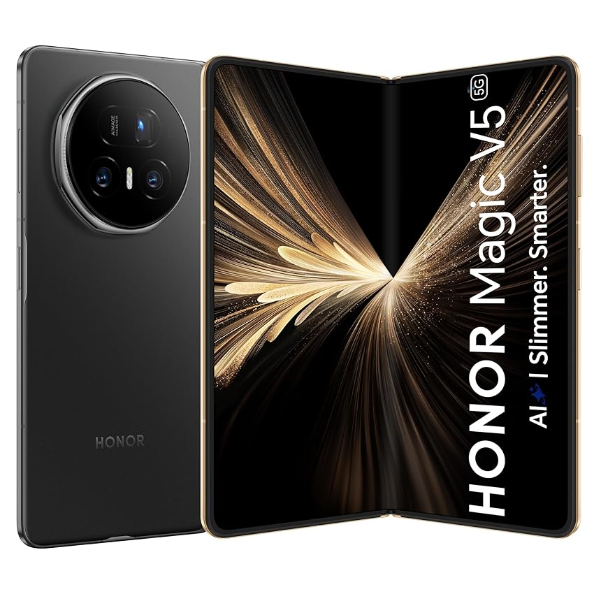 HONOR Magic V5 5G AI telefono pieghevole, senza SIM, schermo pieghevole da 8,8 mm, batteria da 5690 mAh per tutto il giorno, 16 GB+512 GB, piattaforma mobile Snapdragon 8 Elite, display Eye Comfort