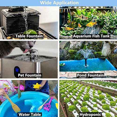 Miniatura 5 de alizzy Bomba de agua pequeña ultra silenciosa de 95 GPH (360 L/H, 5 W), mini bomba de agua sumergible de larga duración para fuente, acuario, tanque