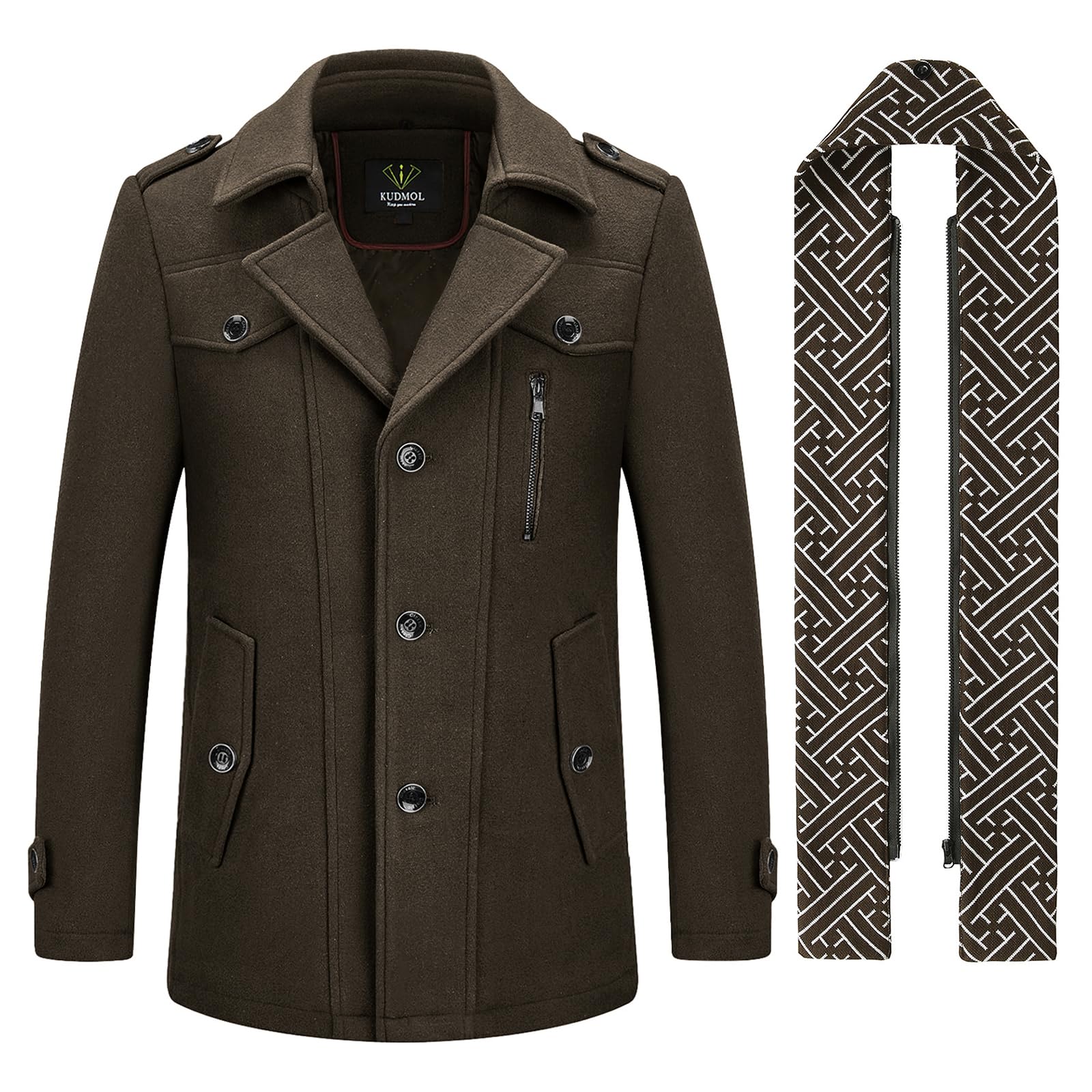 Abrigo para hombre de lana de invierno cálido para hombre, abrigo grueso para negocios, Slim Fit Overcoat, café, XXXL