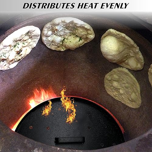Miniatura 6 de Placa de quemador deflectora gruesa de acero suave de 13 pulgadas con patas desmontables para horno Tandoor de arcilla de carbón - Horno Tandoor de