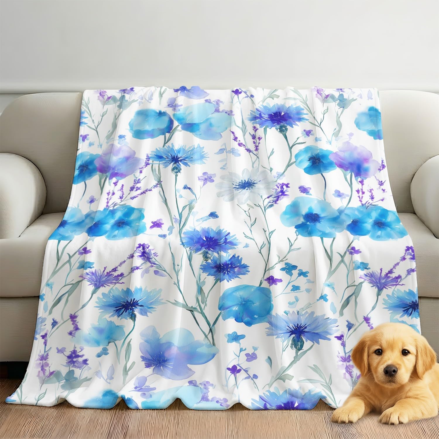 Générique Koc flanelowy w kratę 180 cm x 200 cm grube jesienne koce polarowe ciepłe, nowoczesne romantyczne duszpasterskie akwarela spokojna delikatny świeży kwiatowy puszyste lekkie koce