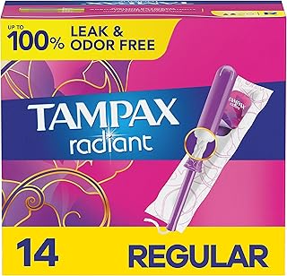 Tampax, Radiant Tampons, Plastic Applicator, Regular Absorbency, 14 Count