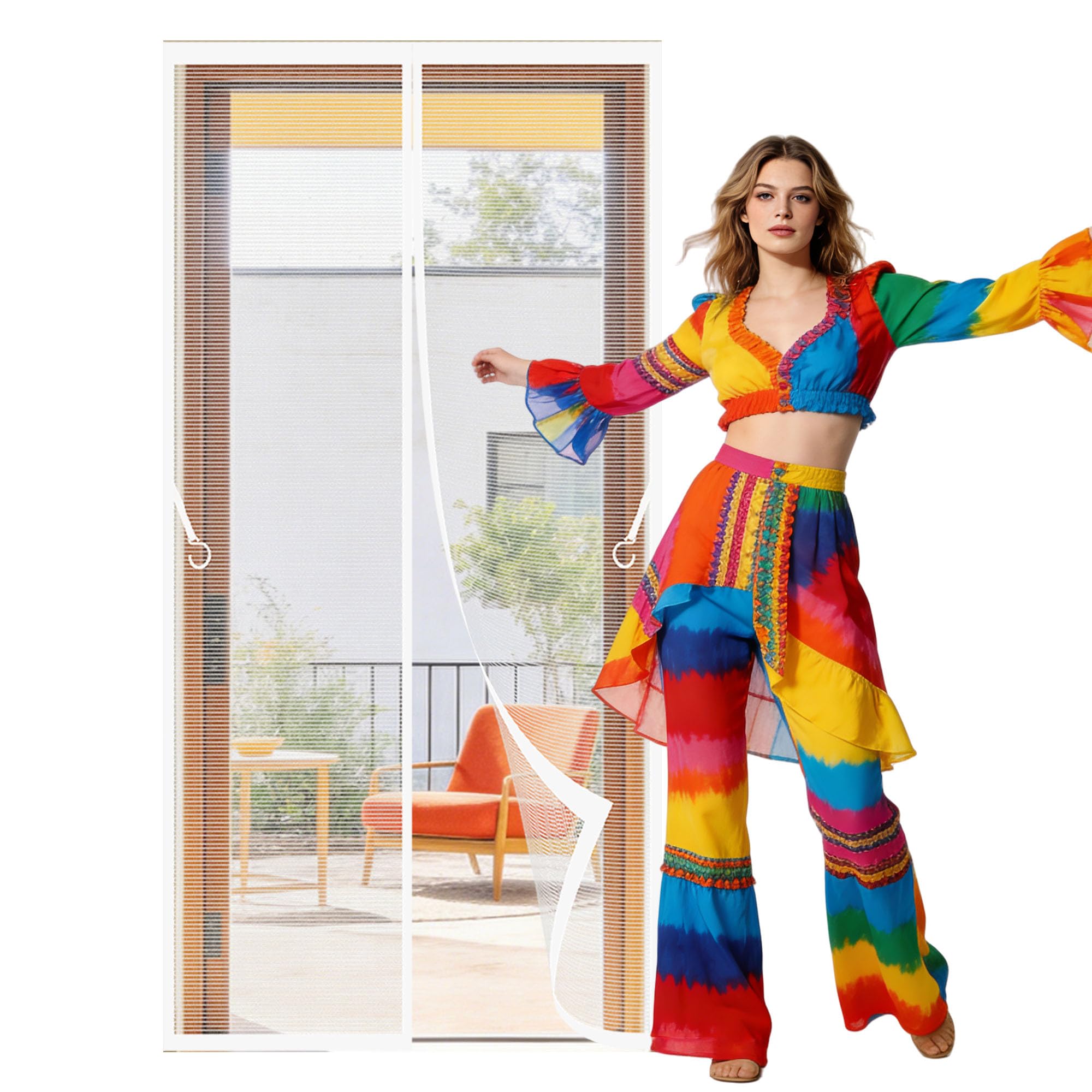 Renxtao White Fly Screens Doors 84 X 270 Cm Powerful Magnets Fly Bug Mosquito Mesh Curtain Keep Bugs Out Lets Fresh Air In For Home, Bedroom, Living Room, Kitchen, Patio,