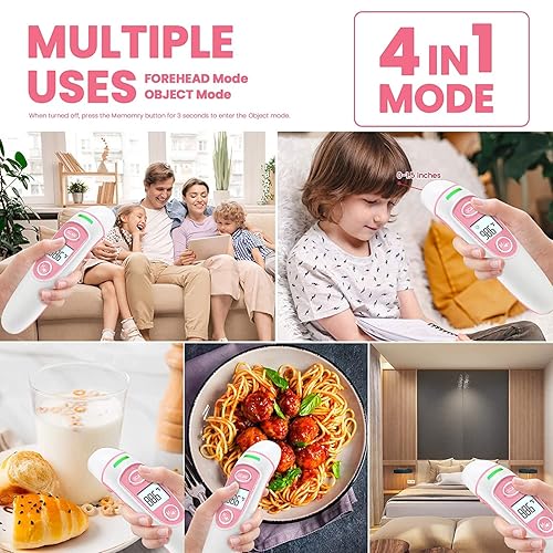 Miniatura 4 de Termómetro de frente para adultos y niños, color rosa