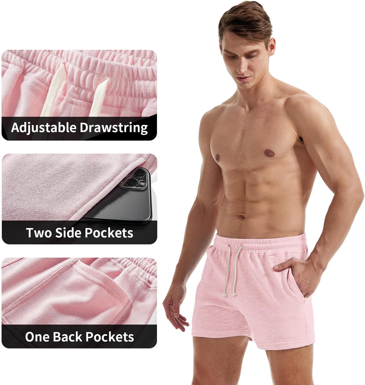 AIMPACT Mens Athletic Sweat Shorts 5 Inch Elastic Waist Casual Pajama Short with Pocket Gym Workout Short Shorts for Men - Image 3