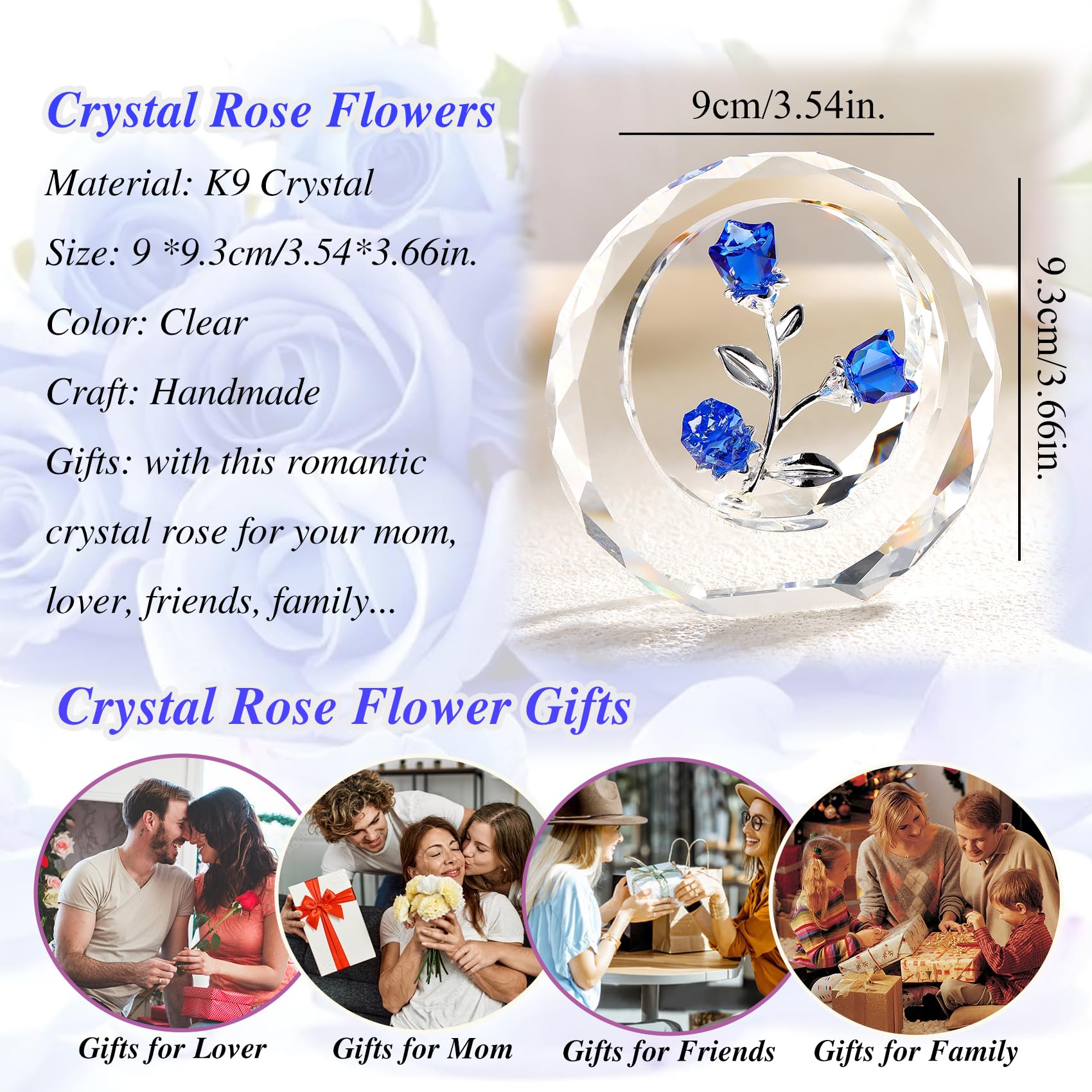 Amazon.com: Crystal Blue Roses Bouquet Figurines Glass Flowers
