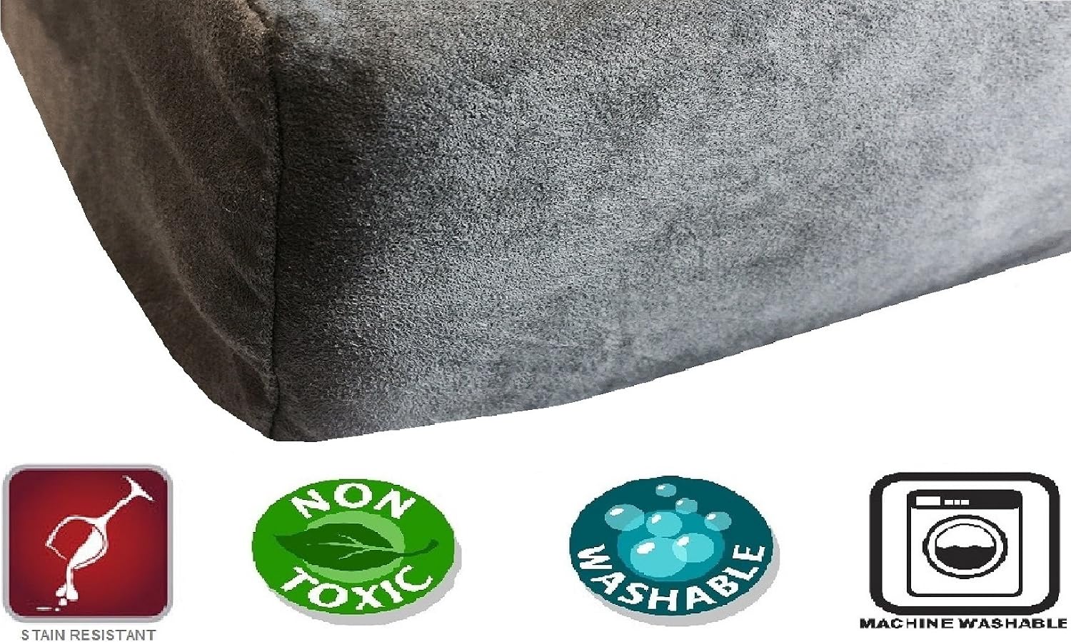 Dogbed4less HeadRest Dog Pet Bed Micro Suede External Cover - Replacement Cover only - XL 47"X29"X4" Size - Gray