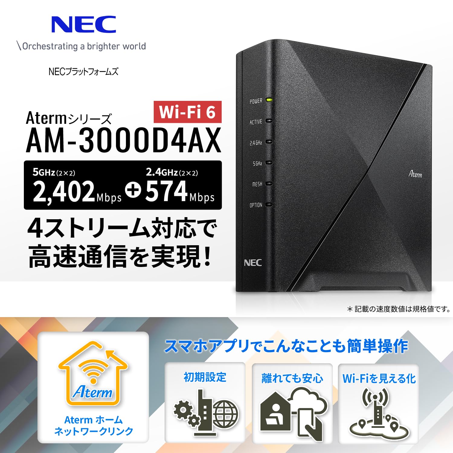 Amazon.co.jp: NEC Aterm AM-3000D4AX Wireless LAN Wi-Fi 6 Router