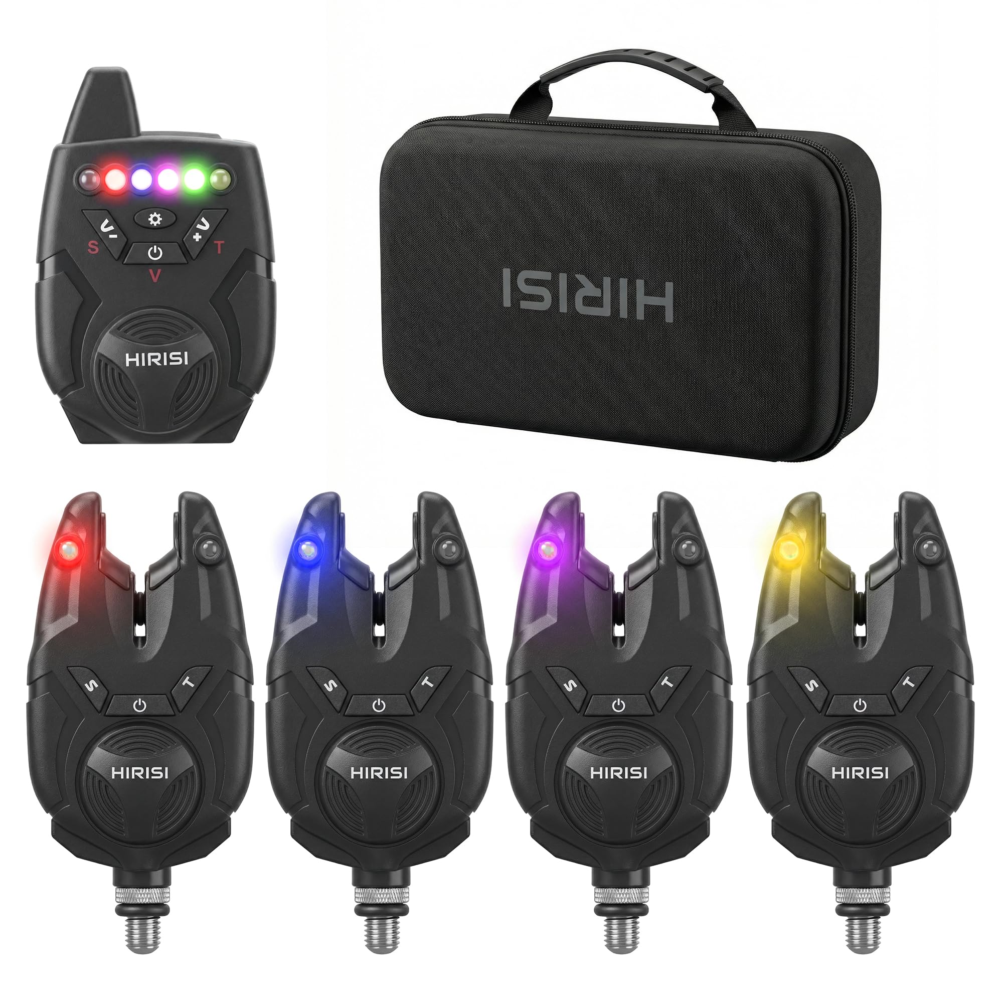 Hirisi Tackle Bissanzeiger Angeln Mit Funk 1+4 Set Wasserdichtes Karpfenangeln Alarm Set (FBA-S9-4)
