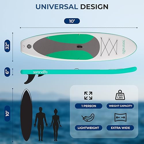 Vista 20 de SereneLife Tabla de remo inflable con accesorios de SUP de alta calidad, diseño amplio y estable con almohadilla antideslizante de EVA para adultos