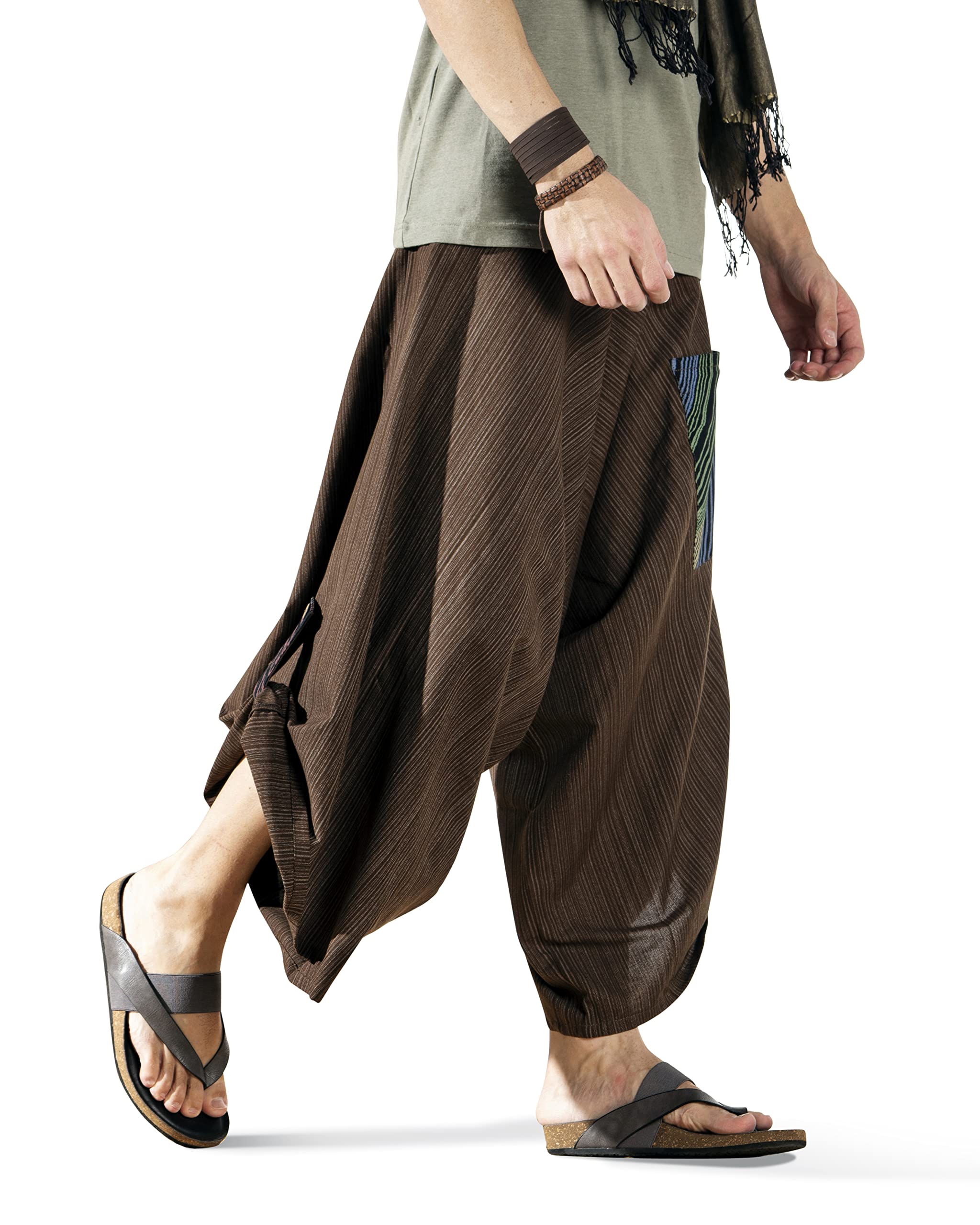 The Veshti CompanyMen's Premium Low Crotch Loose Baggy Striped Yoga Harem Pants