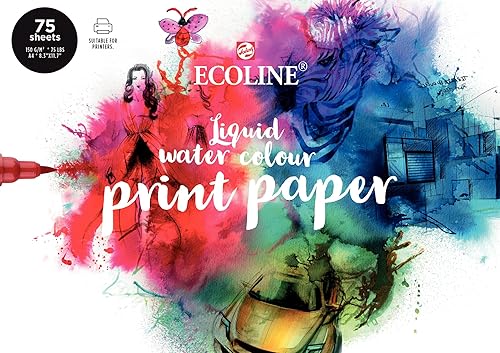 Ecoline Papel de impresión DIN A4, 75 hojas sueltas, papel de impresión, papel de dibujo, 5.29 ozm