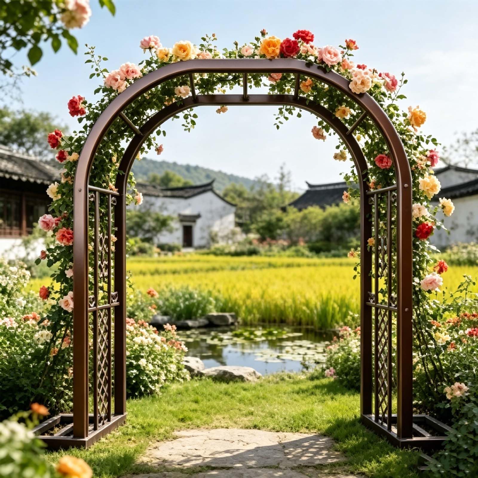 Garden Arch, Outdoor Garden Archway For Climbing Plants, Climber Weatherproof,Weather Resistant, Heavy Duty Metal,For Outdoor, Backyard, Lawn, Patio, Courtyard, Wedding Decorations