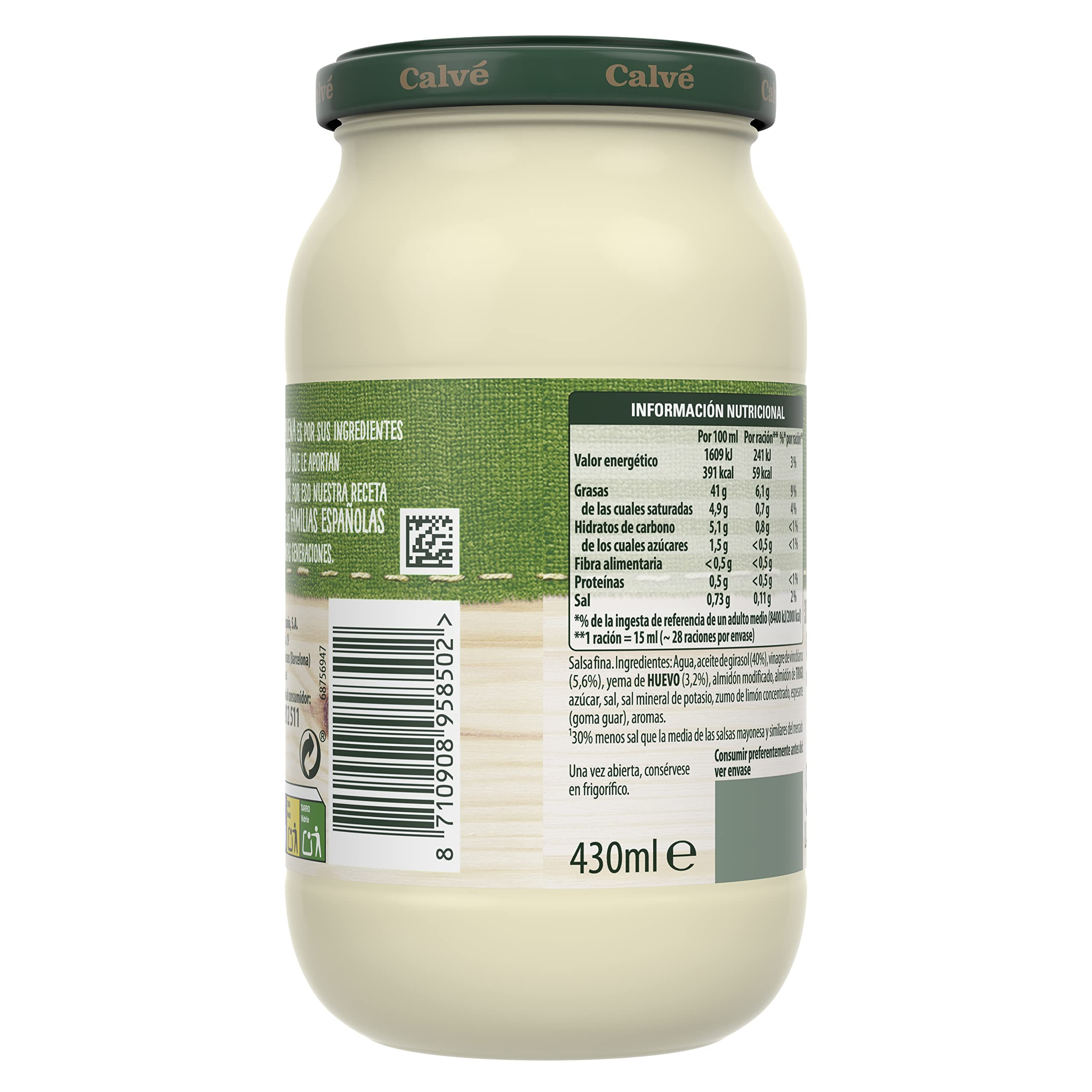 Mayonesa casera Calvé frasco 430 ml — view 4