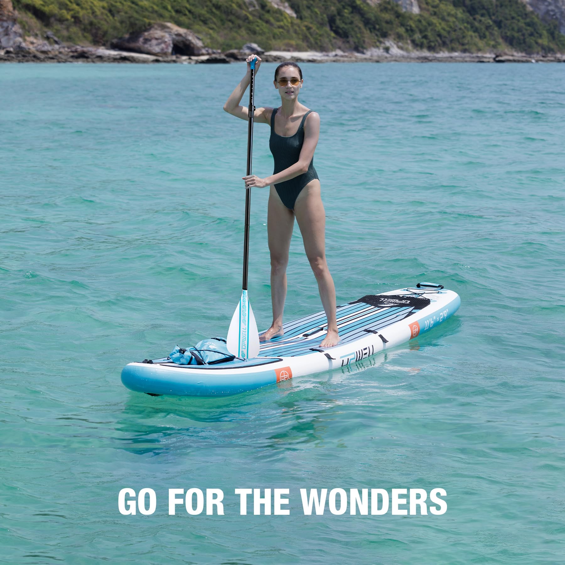 UPWELL SUP-Paddel, verstellbares Stand-Up-Paddel für Paddleboard, Schaft aus Aluminiumlegierung mit verstärkter Fiberglas-Klinge