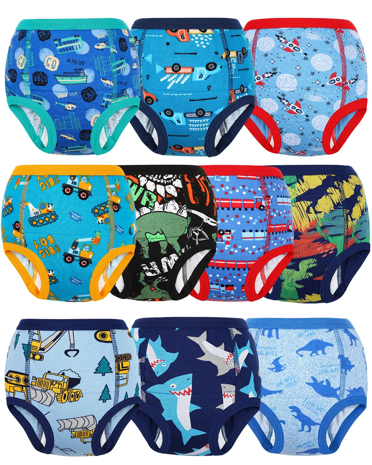 FLYISH DIRECT Töpfchen Trainingshose, Packung mit 10 Töpfchentraining Unterwäsche, 2-9 Jahre Töpfchen-Trainingshosen für Kinder Jungen und Mädchen, 110/4T - 2