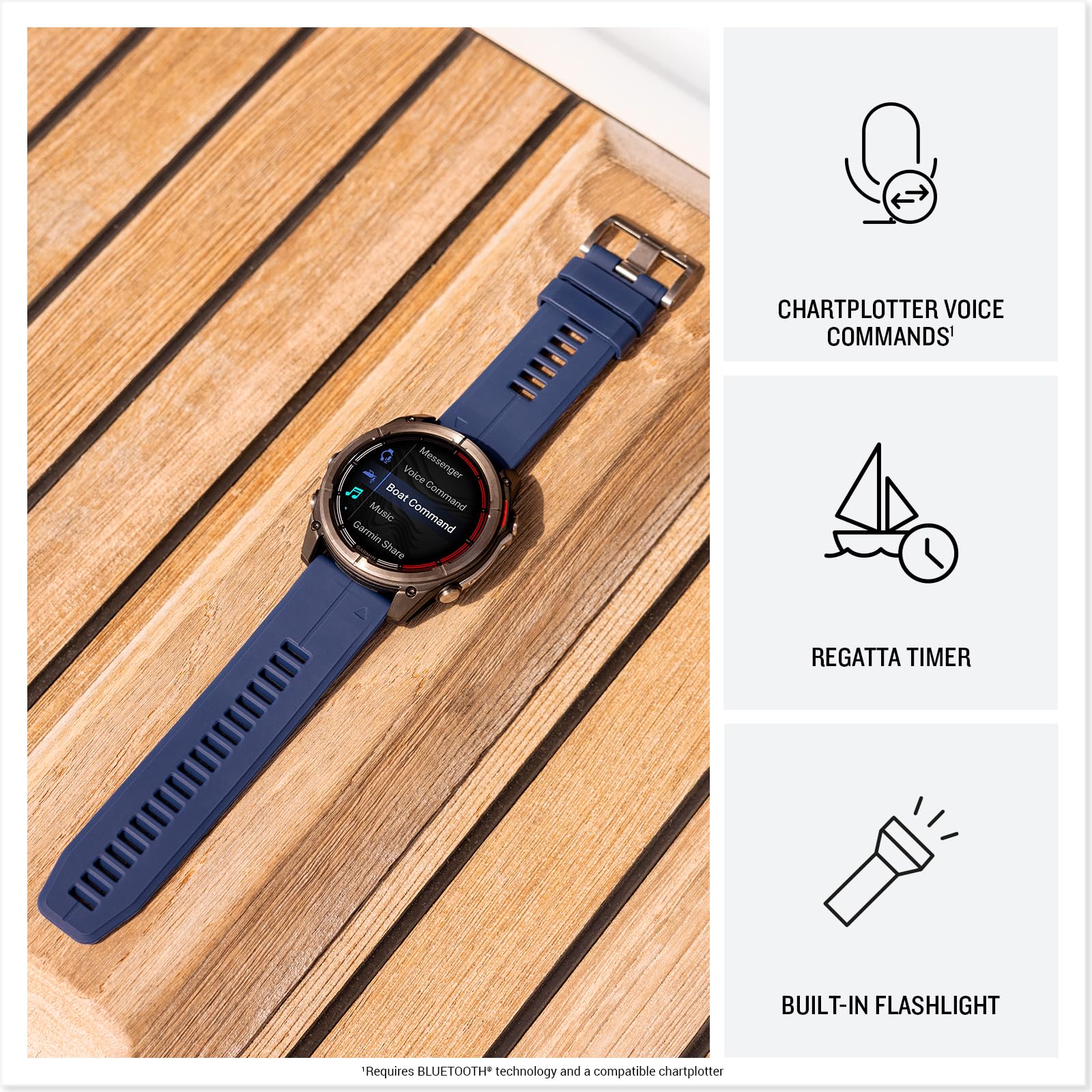 Garmin® quatix® 8, 47 mm, Smartwatch GPS marino, display AMOLED luminoso, controlli chartplotter, torcia integrata, funzionalità di salute e benessere 24/7