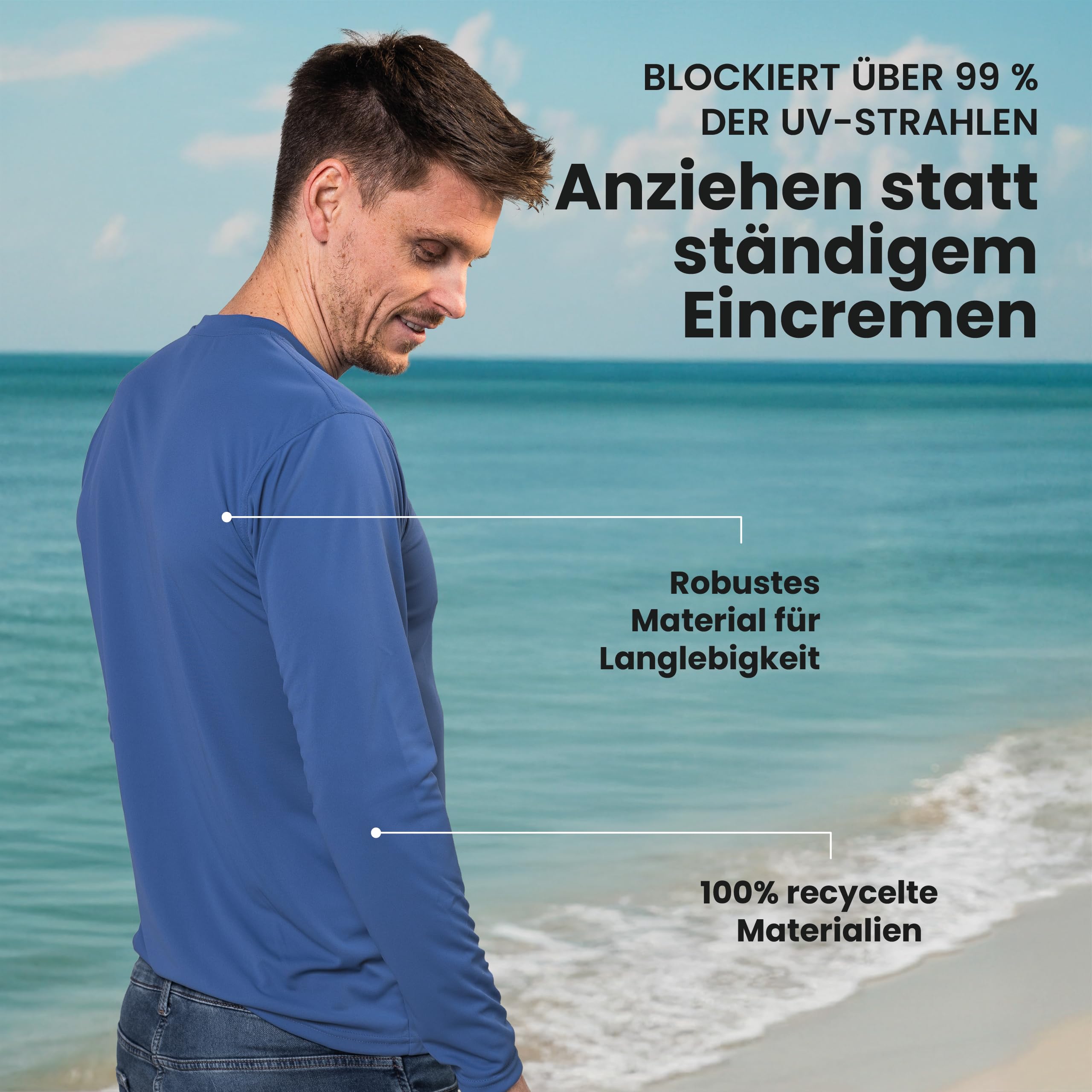 iQ-UV Męski T-shirt Cool długi rękaw zrównoważony iQ-Company