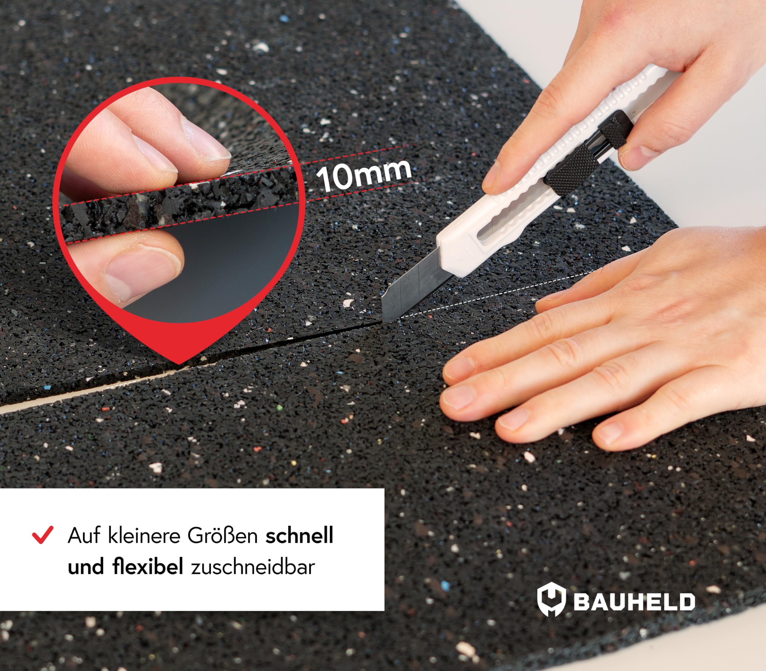 BAUHELD Antivibrationsmatte Waschmaschine 60x60 x 1,0 cm - Made in Germany - Rutschfeste Antirutsch-Matte aus Gummigranulat - Unterlage für Trockner, Subwoofer, Outdoor Teppich, 3D-Drucker