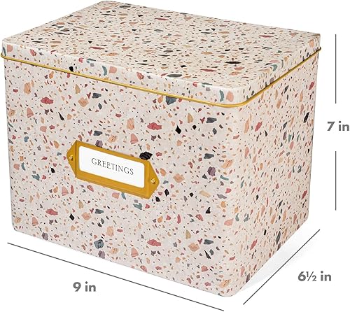 Vista 13 de Jot & Mark Juego de caja organizadora de tarjetas de felicitación, caja de lata decorativa para recetas, separadores de pestañas, tarjetas de Meadow