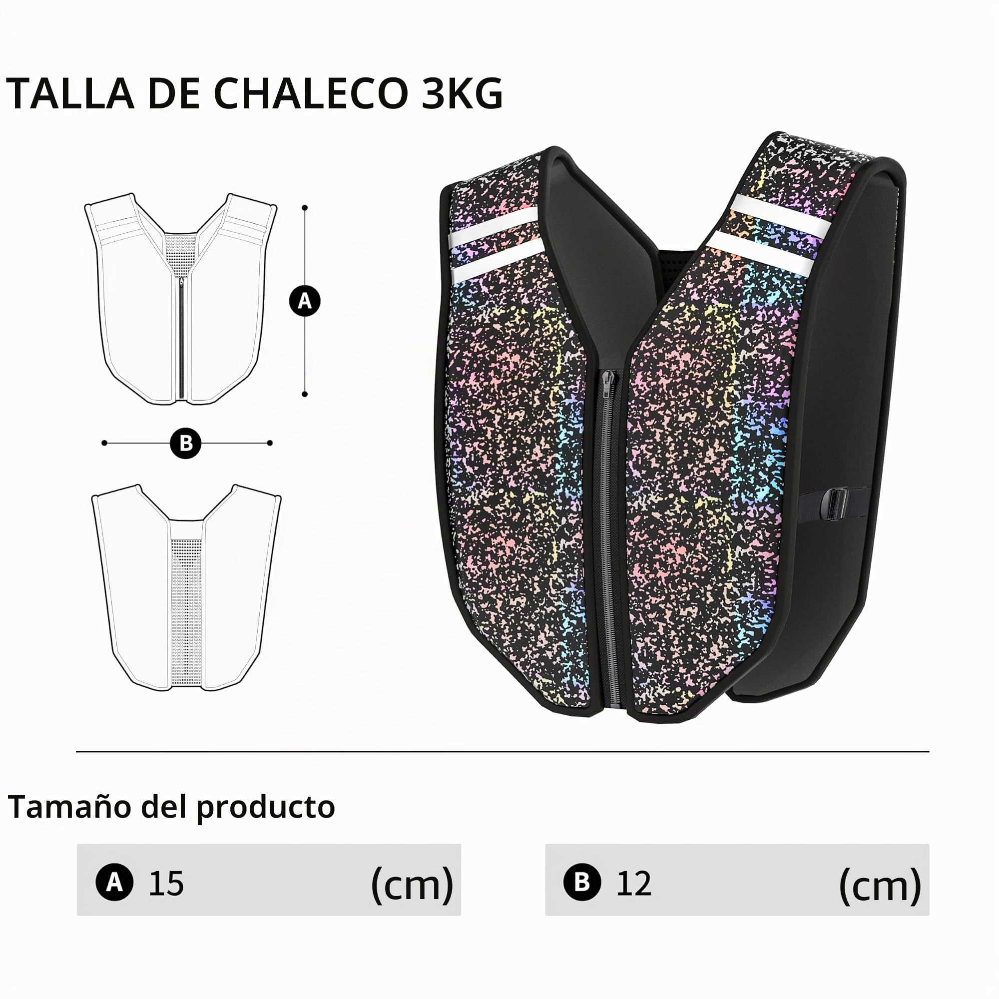 PROIRON Chaleco lastrado, Chaleco de peso, Material suave y lavable y reflectante, Peso de 3/5/8/10kg disponible, Para el entrenamiento de fuerza y resistencia, correr, aeróbic, boxeo, pérdida de peso.