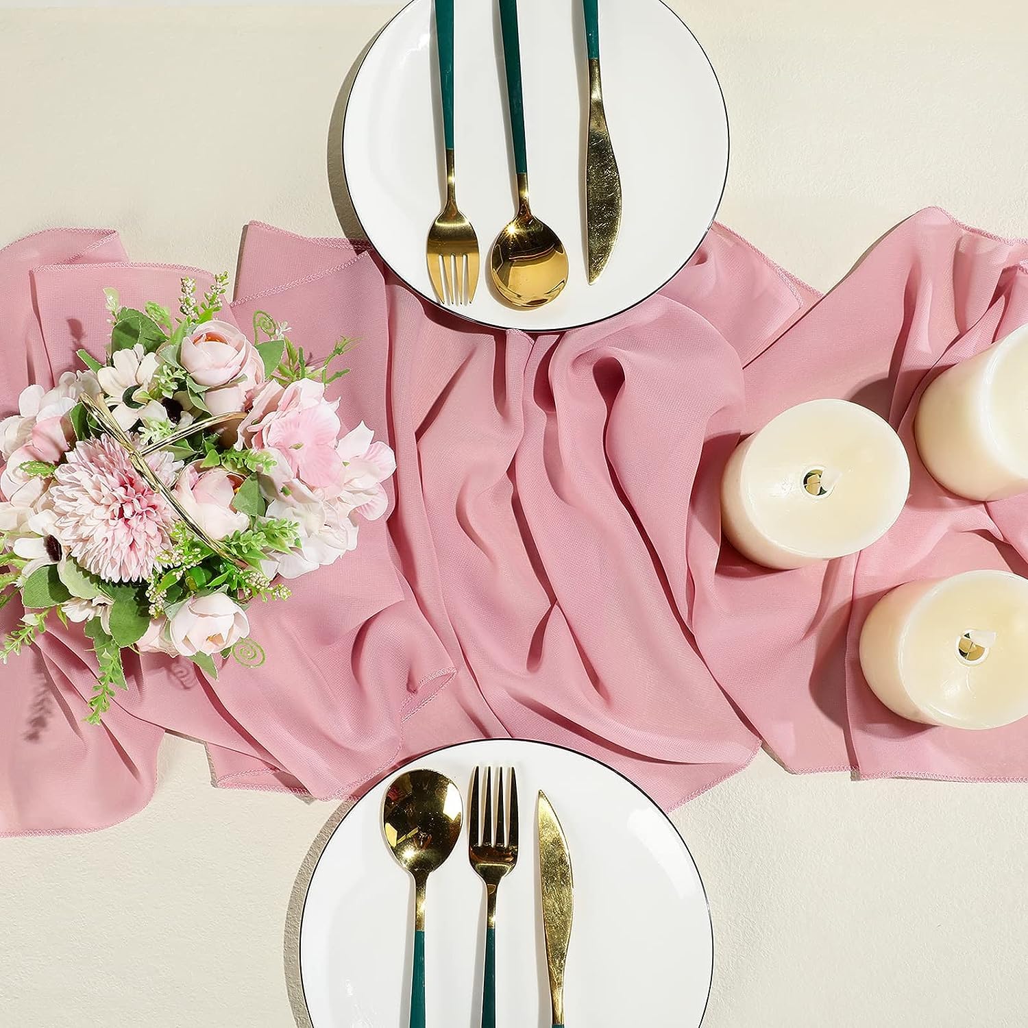 Cheese Cloth Table Runner Pink Pearl Table Runners Pink Tulle Chiffon  Tablecloth For Wedding Bridal Shower Holiday Birthday Party Home Dessert  Table Decor Cheese Cloth Roll, image size:1500x1500