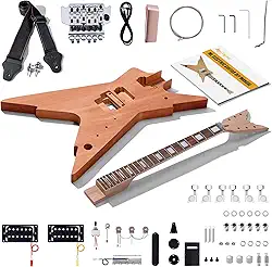 Leo Jaymz Kits De Guitarra Elétrica Faça Você Mesmo Com Corpo E Braço Mogno - Escala Madeira Louro Todos Os Componentes Incluídos
