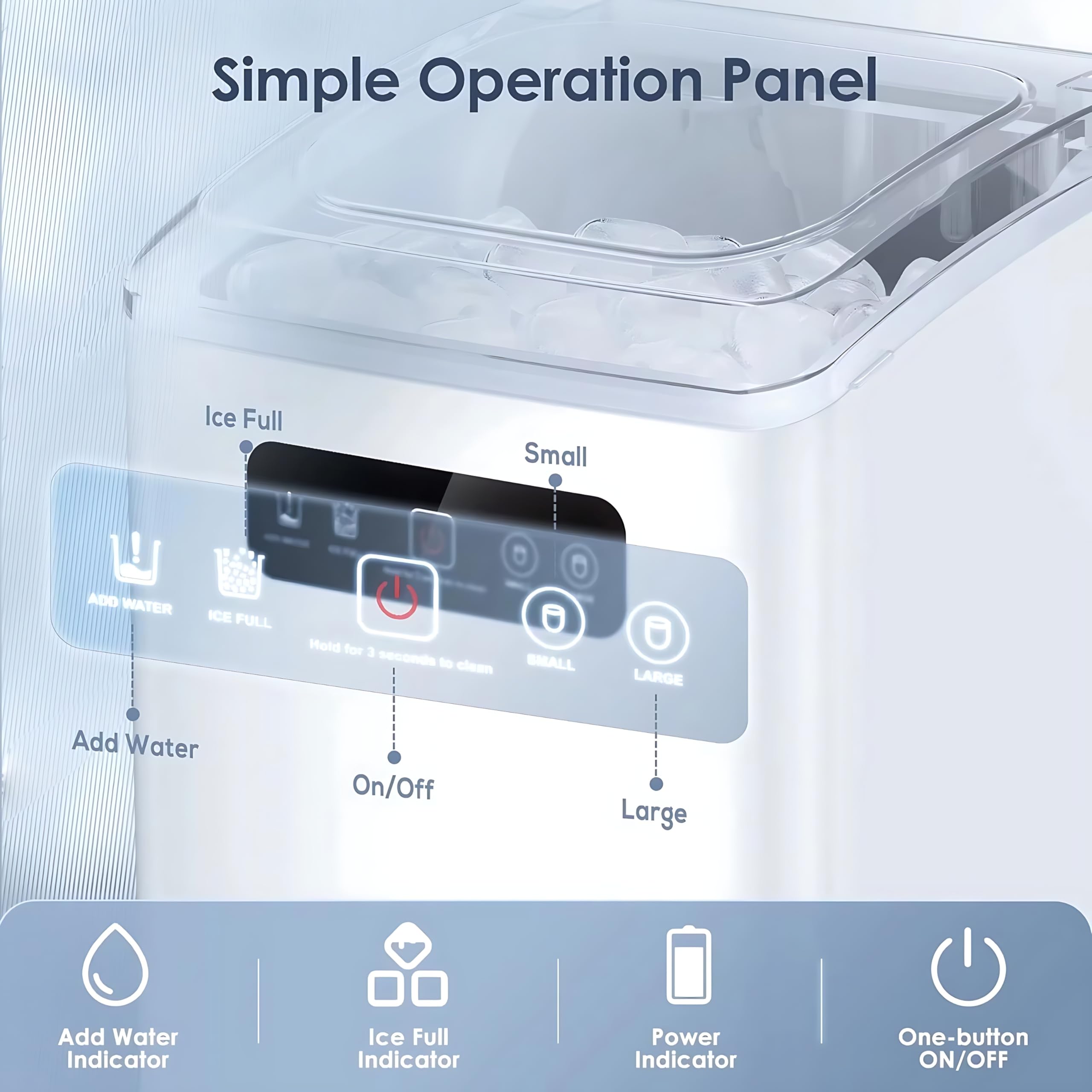 Macchina per produttore di ghiaccio, produttore di ghiaccio portatile completamente automatico - 12 kg/24 ore, produce 8 cubi in 6 minuti, autopulente e rumore basso, con pala di ghiaccio per casa