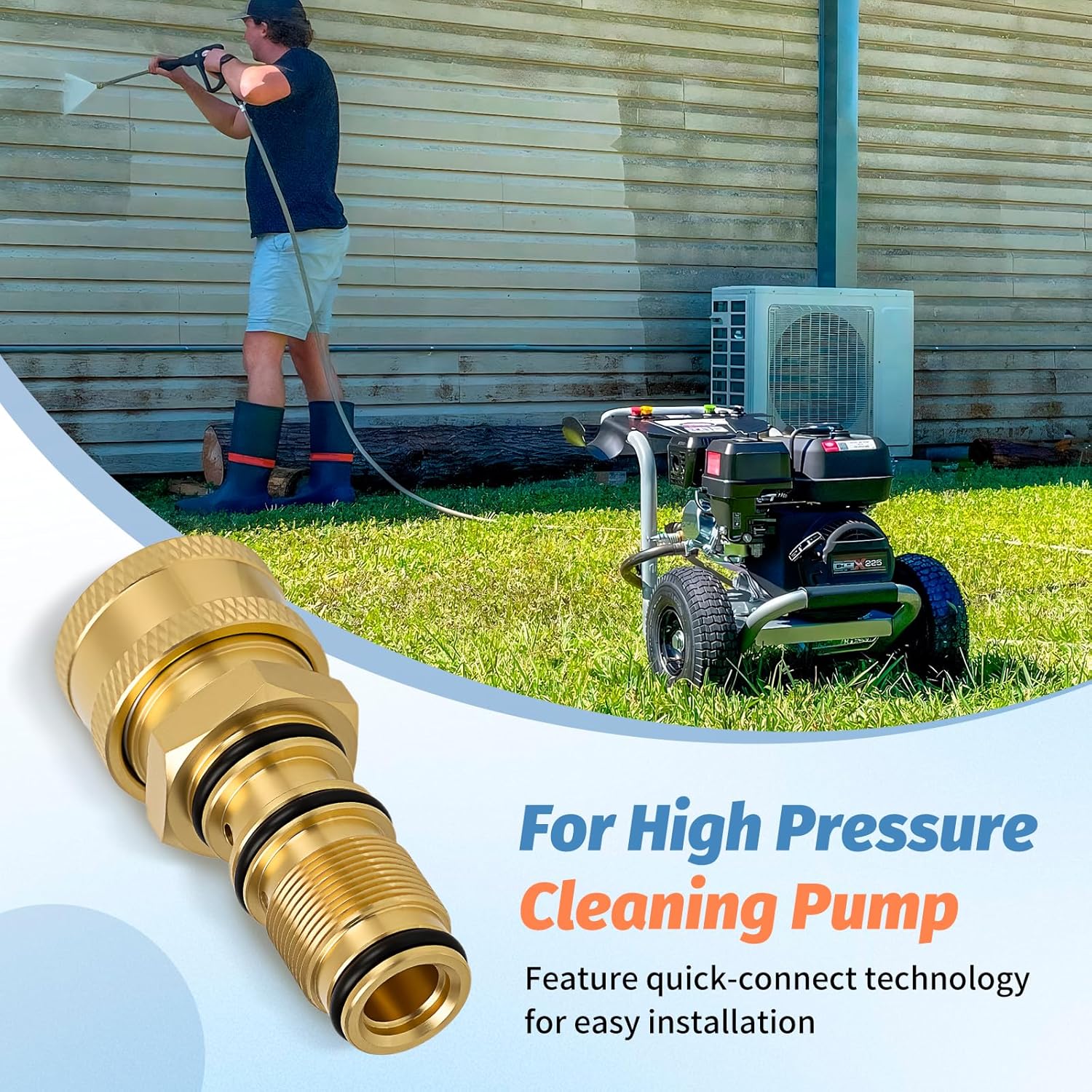 7110331 Water Outlet Kit Replacement High Pressure Cleaning Pump, Compatible with Sim-pson AAA Pressure Washer Pumps 530006 530007 530010 530012 5300038 530039, 3/8" Quick Connect