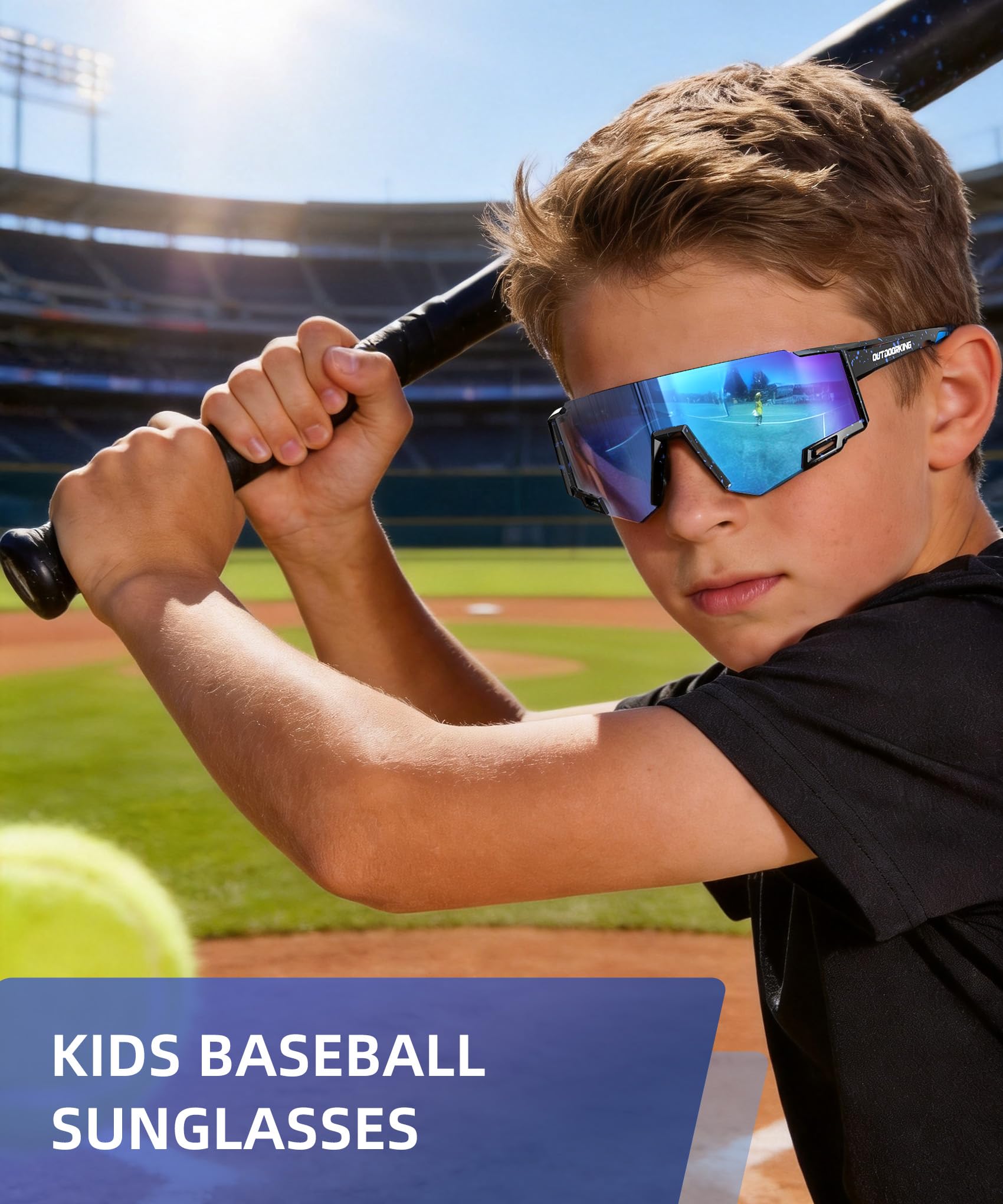 Kinder-Sonnenbrille, Baseball-Sonnenbrille, UV-Schutz, Brille für Jungen und Mädchen