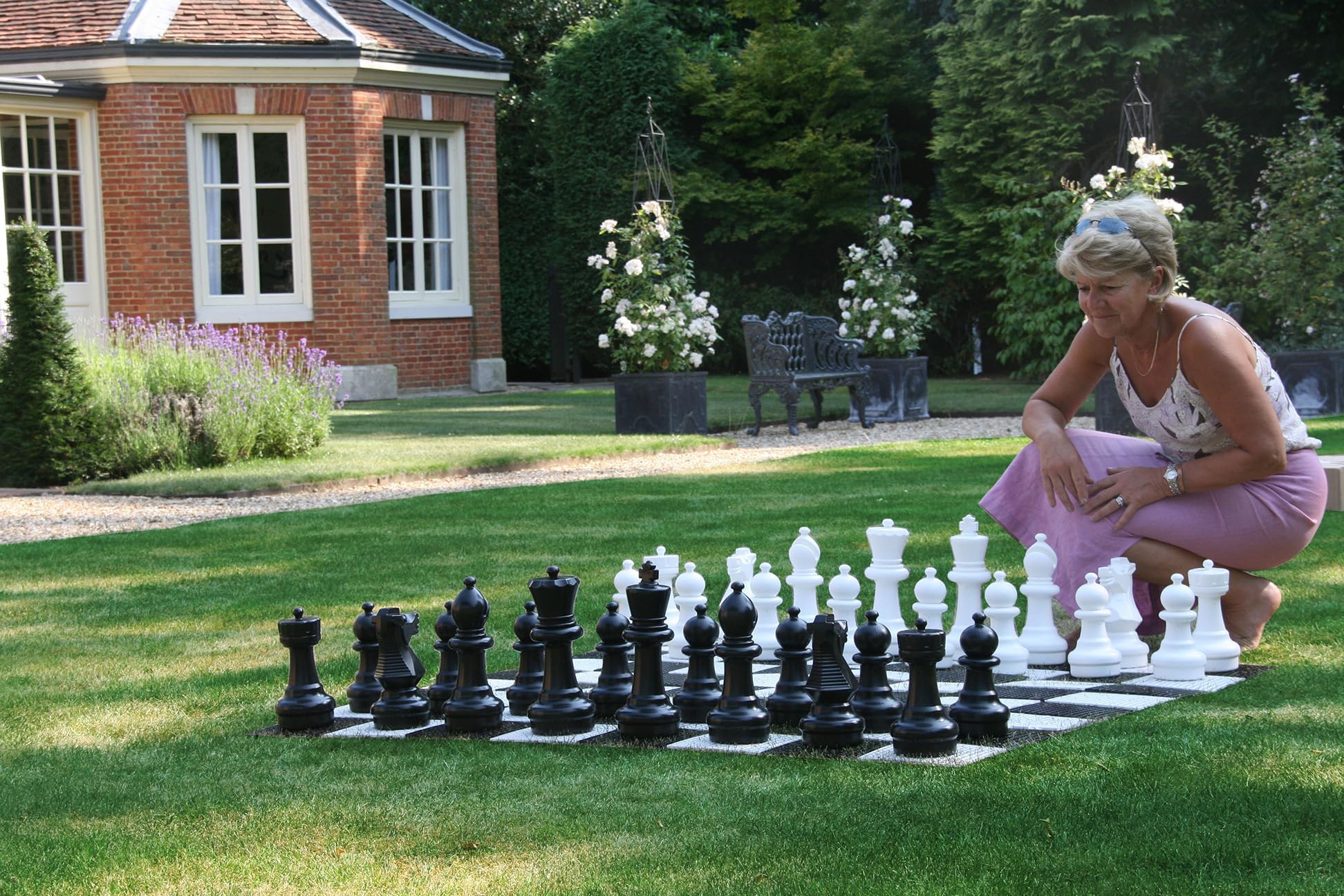 Uber Games Garden Chess Package (30cm) - perfect Garden chess game to entertain friends and family - all weather and available to buy with storage options and large chess boards.