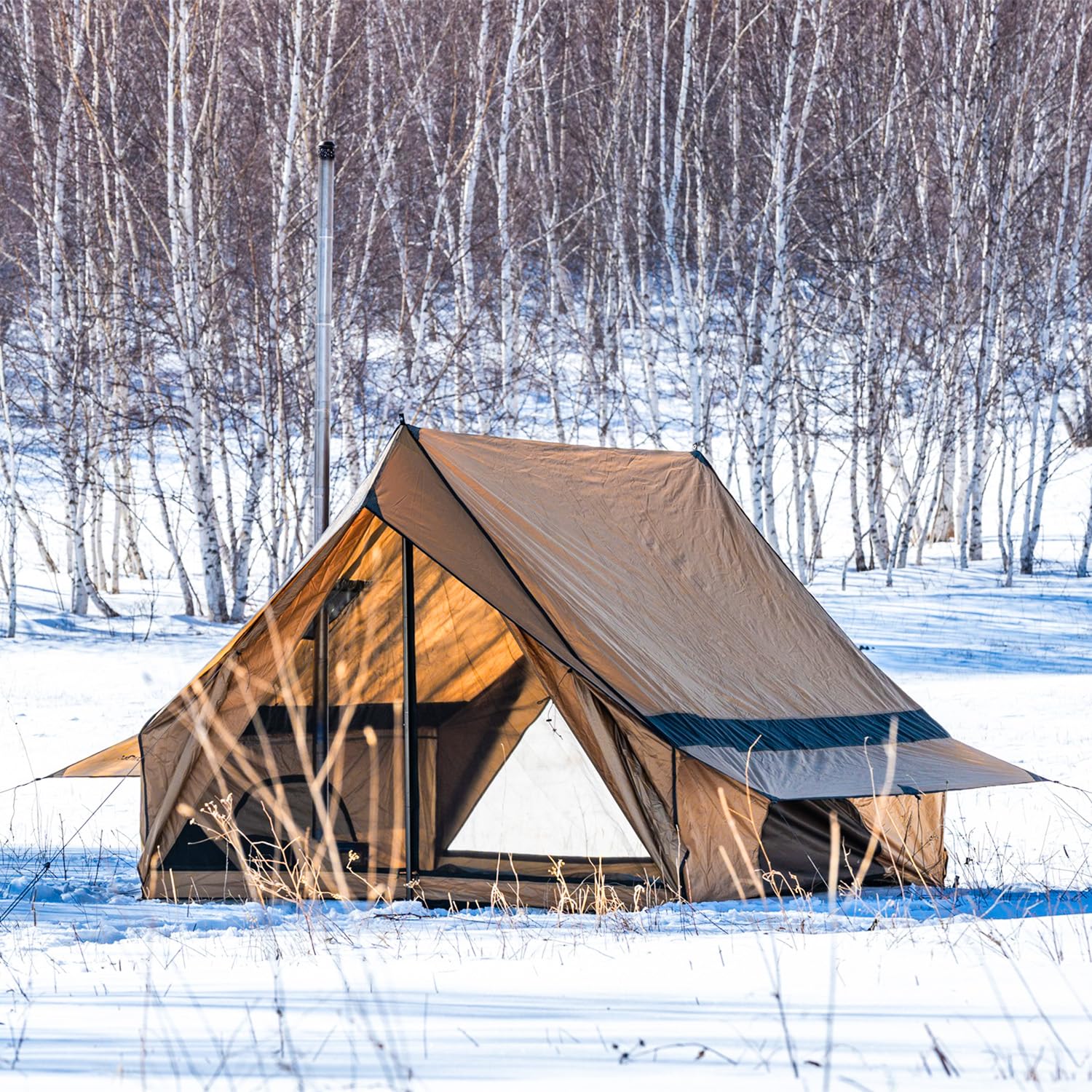 POMOLY CHALET 70 Max - Tenda da campeggio, portatile, con due pali per 2-4 persone, escursionismo, zaino in spalla