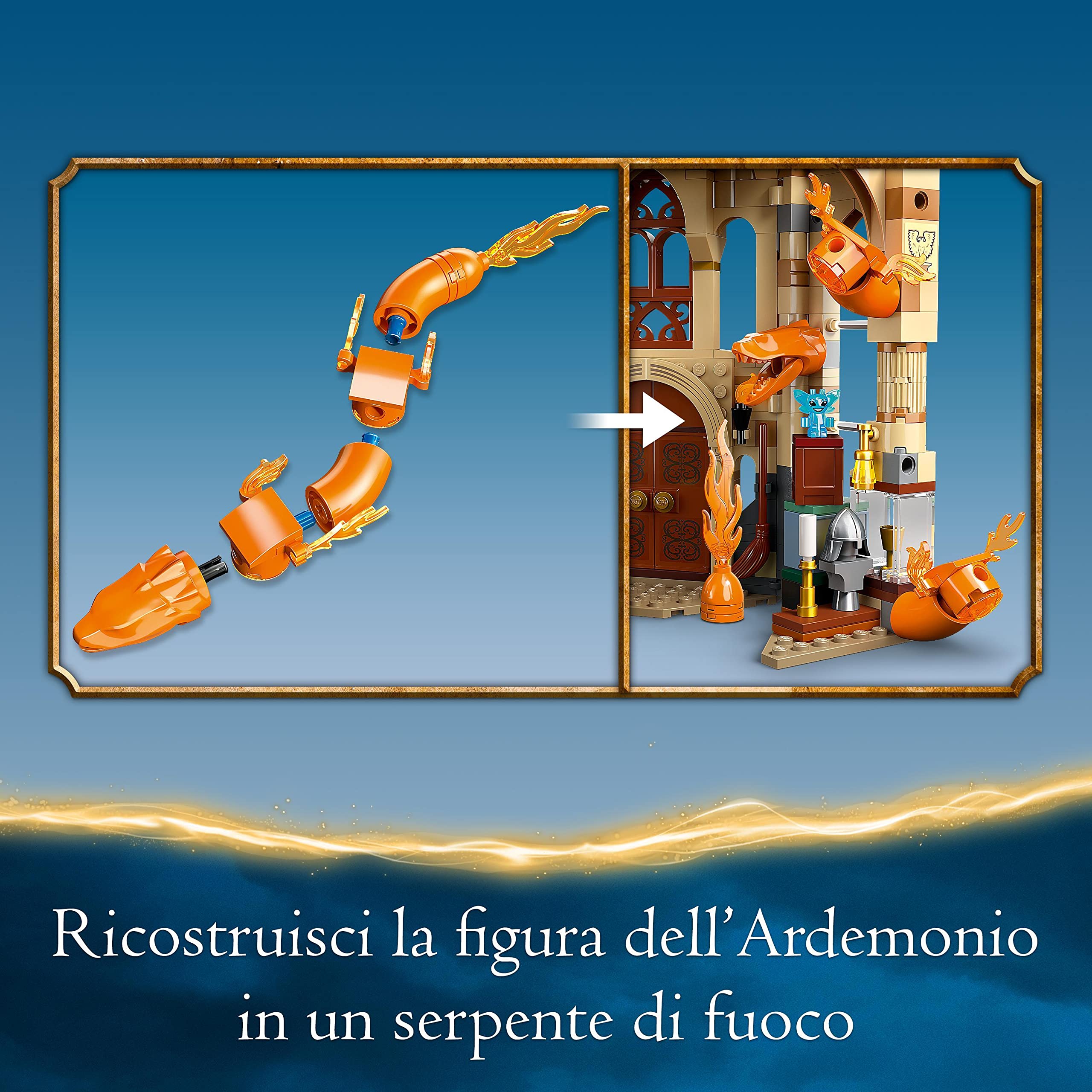 LEGO 76413 Harry Potter Hogwarts: la Stanza delle Necessità, Castello Giocattolo per Bambini e Bambine con Serpente di Fuoco Trasformabile, Set Costruzione Modulare da i Doni della Morte