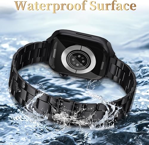 Miniatura 4 de Paquete de 2 correas delgadas de metal compatibles con Apple Watch de 1.496 pulgadas, 1.575 pulgadas, 1.614 pulgadas, 1.654 pulgadas, 1.732