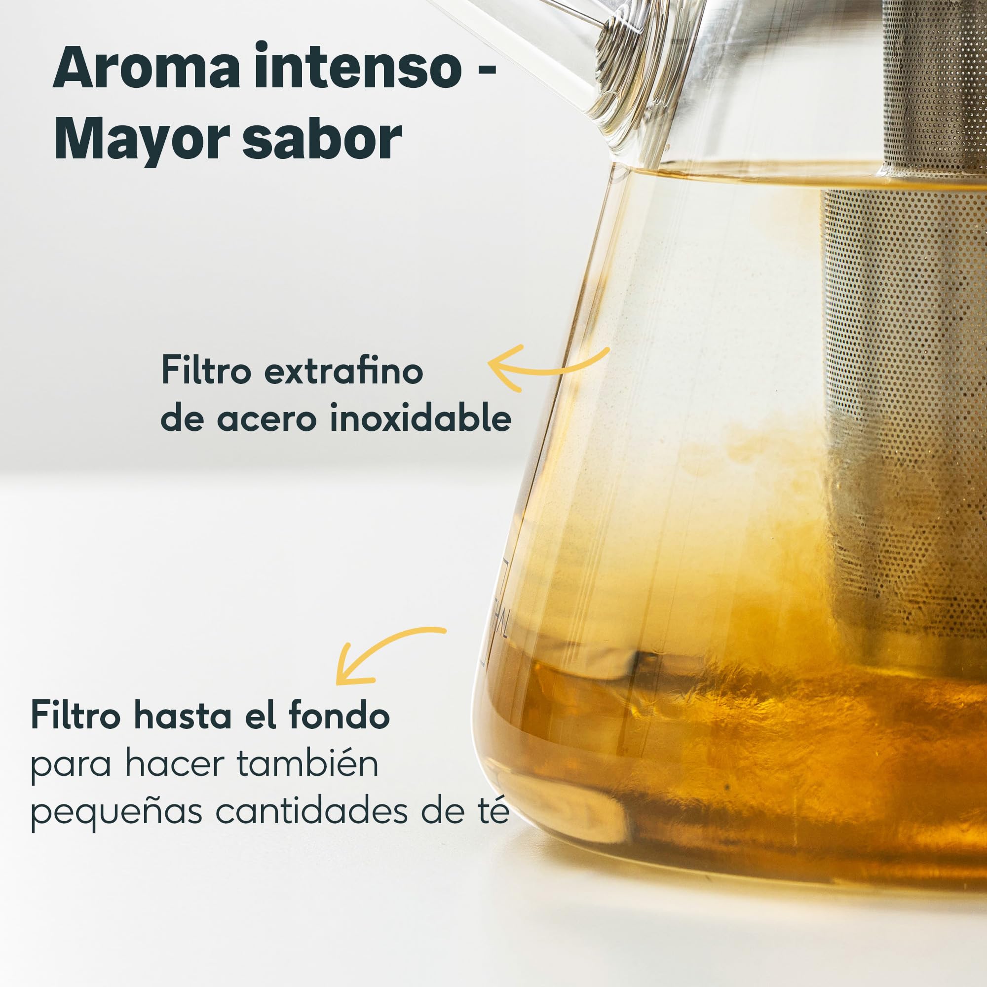 SILBERTHAL Tetera de cristal con infusor - Calentador de vela de acero inoxidable – 1,5 litros – Mantén caliente el té con la vela