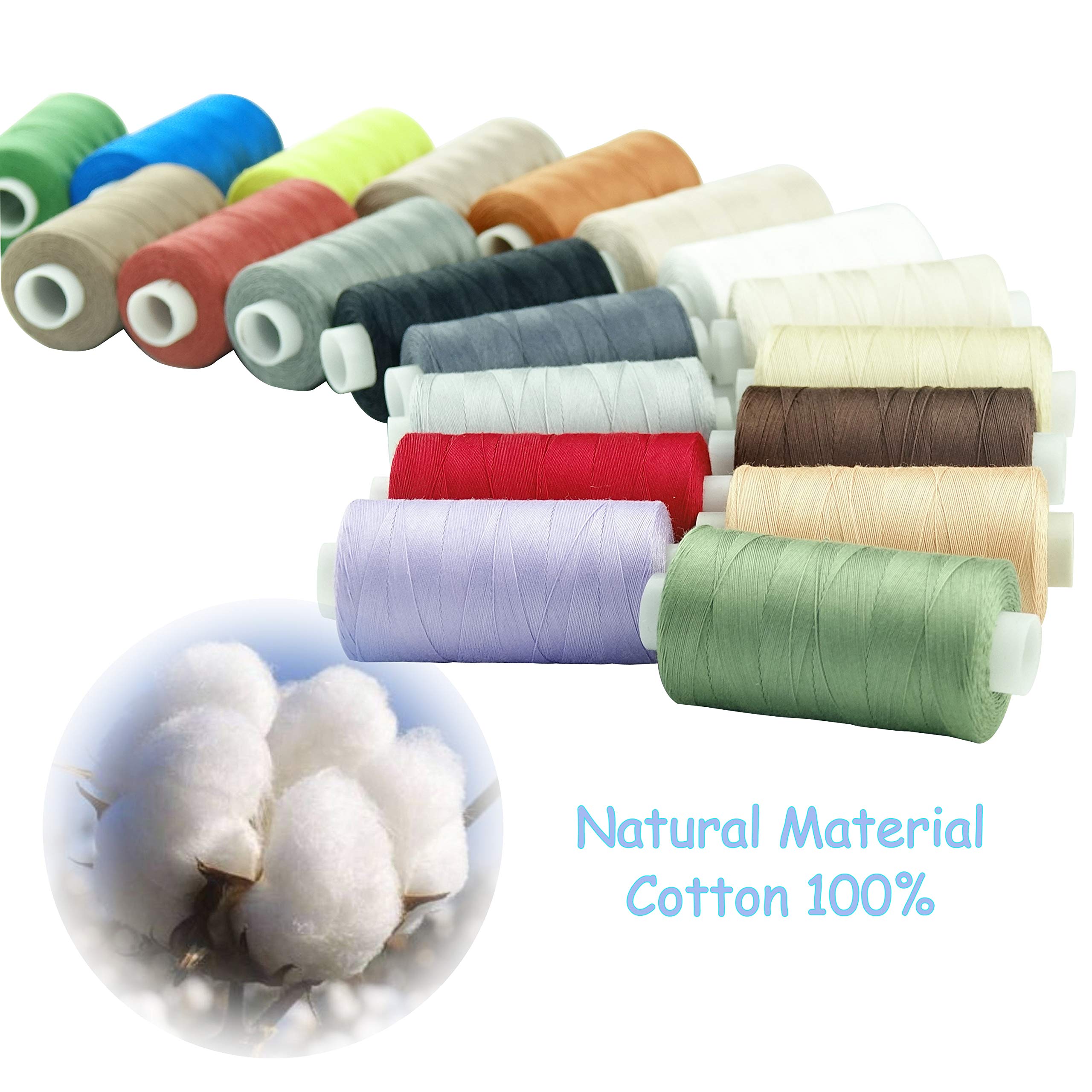 Simthread Hilo de coser de algodón para máquinas de coser y acolchar - 550 yardas/bobina, 20 colores