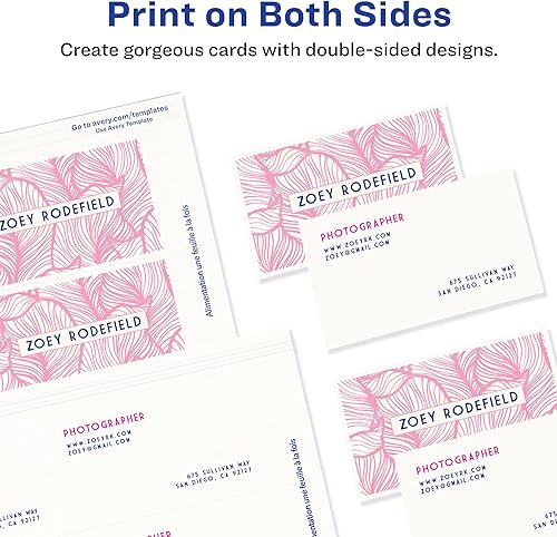 Miniatura 8 de Tarjetas de empresa de Avery bordes lisos imprimibles para impresoras de inyección color blanco mate Blanco