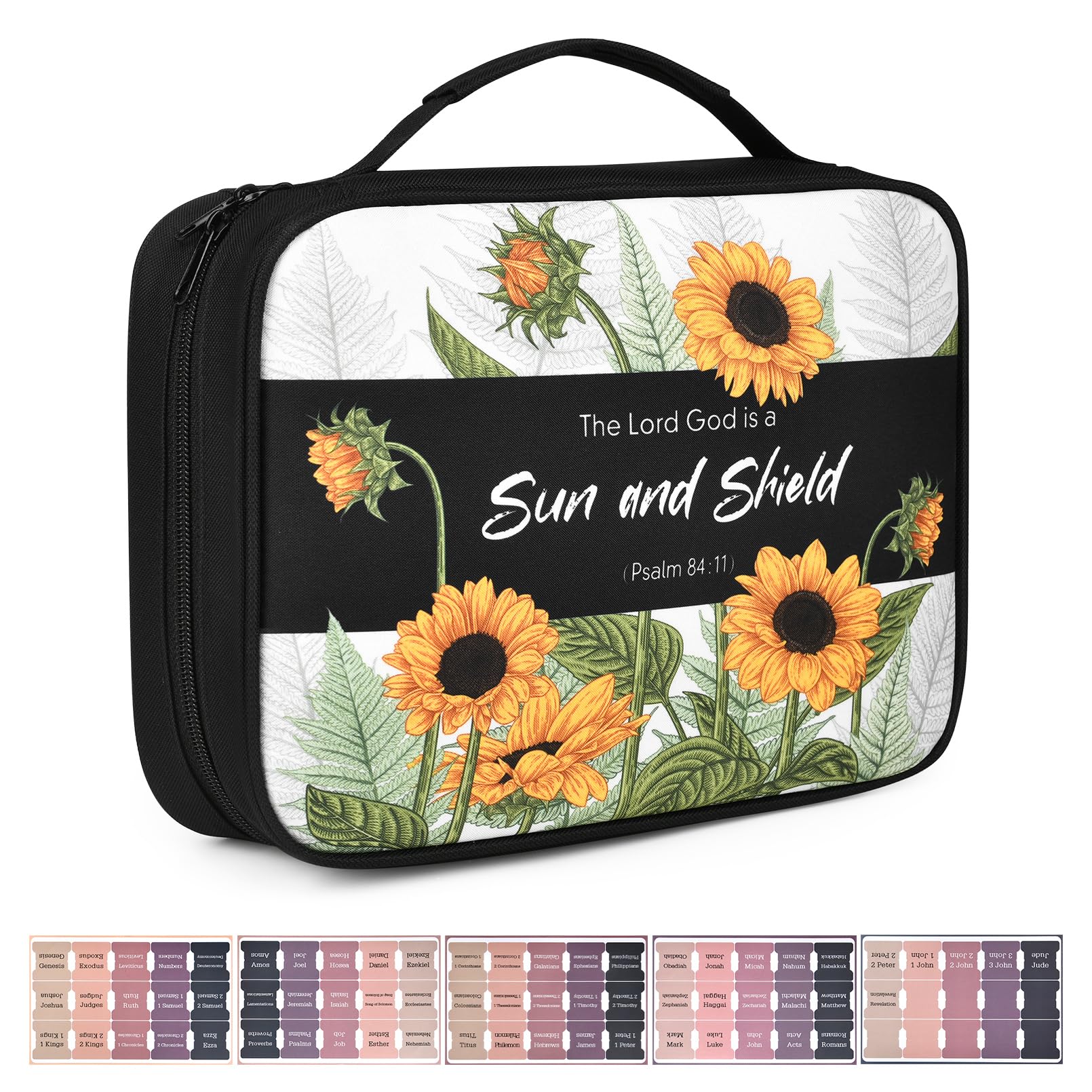 Bible Cover Case for Women, Bible Bag Carrying Case Holder with Bookmark Notation Stickers Bible Study Supplies, Ideal Christian Gifts for Women,